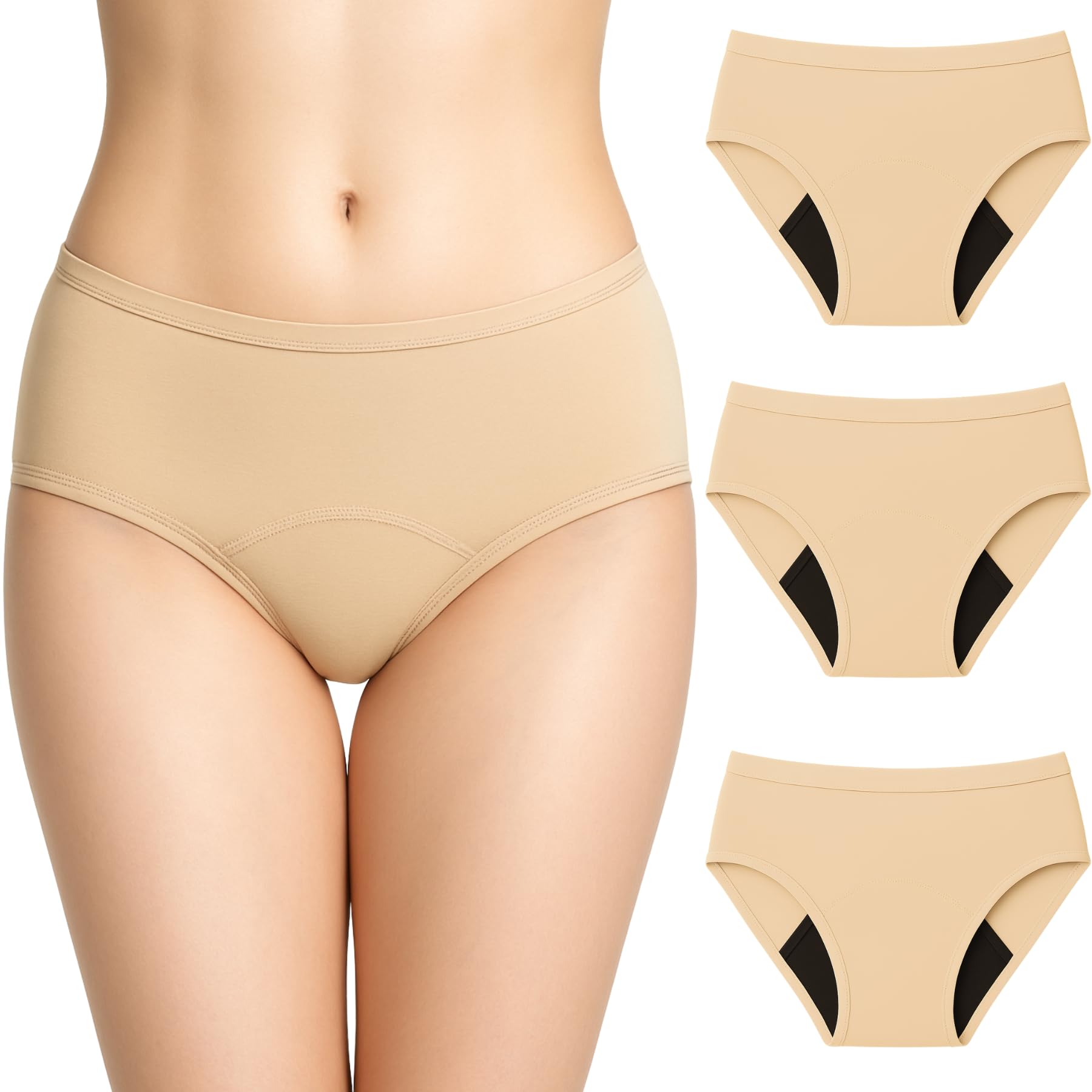 Absorbujące Majtki Menstruacyjne = 3 tampony - Nadają się do prania - Bawełna - Ekologiczne - Miesiączka - Majtki menstruacyjne - XXS/4XL