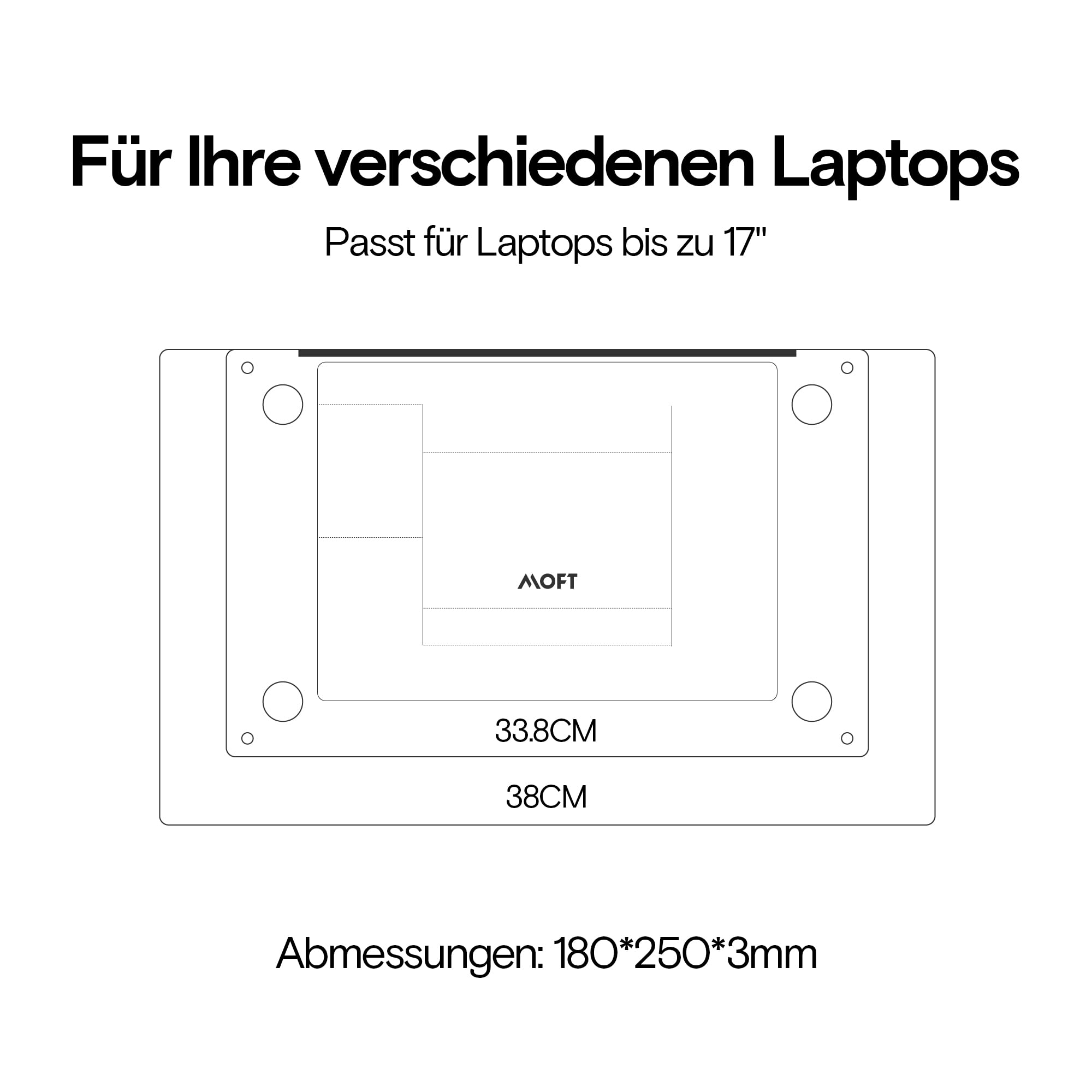 MOFT Supporto invisibile per laptop, supporto per laptop leggero e non adesivo a 2 altezze, adatto a tutti i laptop fino a 17"