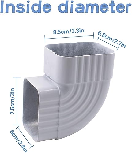 Miniatura 2 de Desviador de tubería de agua de lluvia de 2 x 3 pulgadas, adaptador de bajantes de aluminio de 90 grados, esquina de codo, tubos de agua