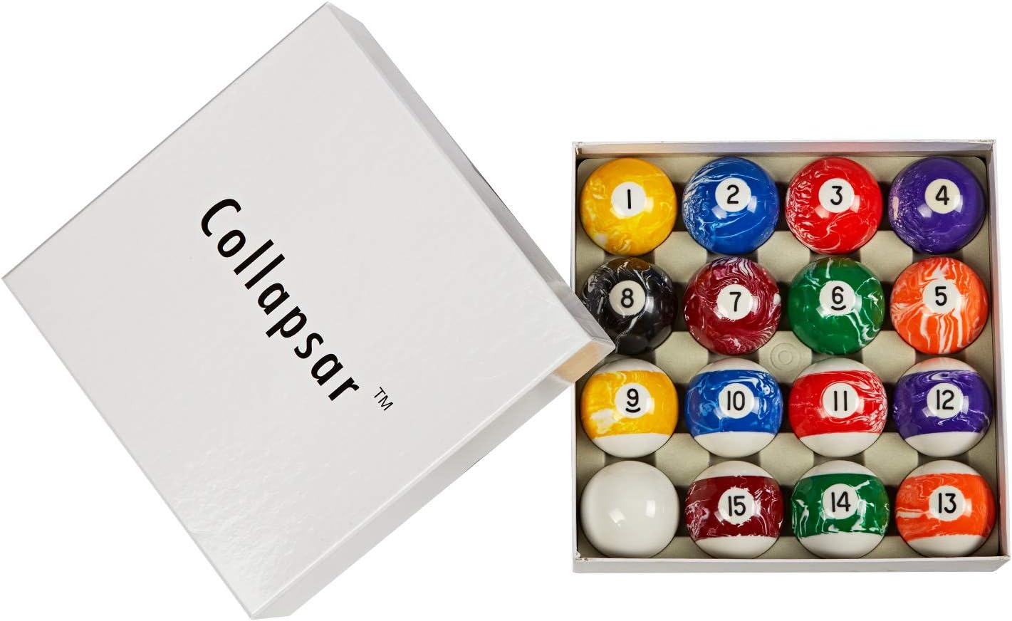 Collapsar Premium 2-1/4 Inch Regulation Size Billiard Balls Pool Ball Marble-Swirl Style AAA Grade Pool Balls Billiard Set (Several Style Available) (Black Marble with Art Number) : Sports & Outdoors
