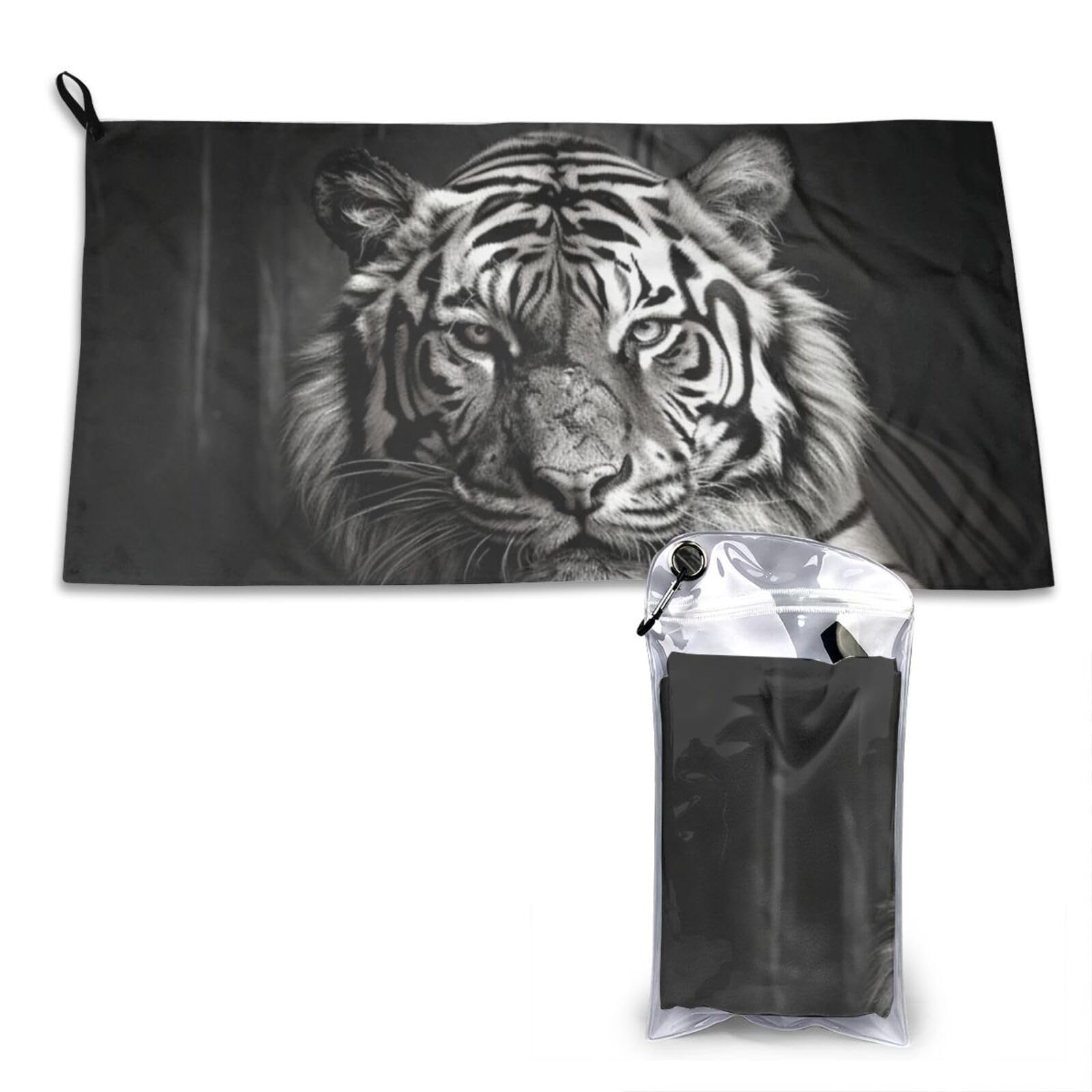 DUYKIMQW Resting Tiger Print Quick Dry Towel 16x31.5in White