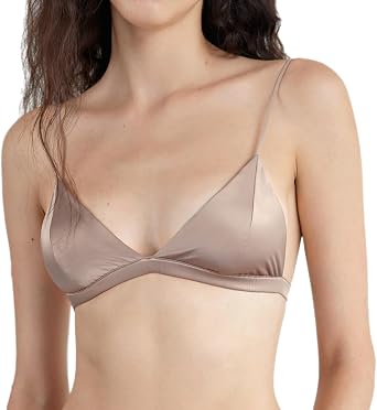 Triangle Bralette,Satin Black Wireless Bra for A-BCup