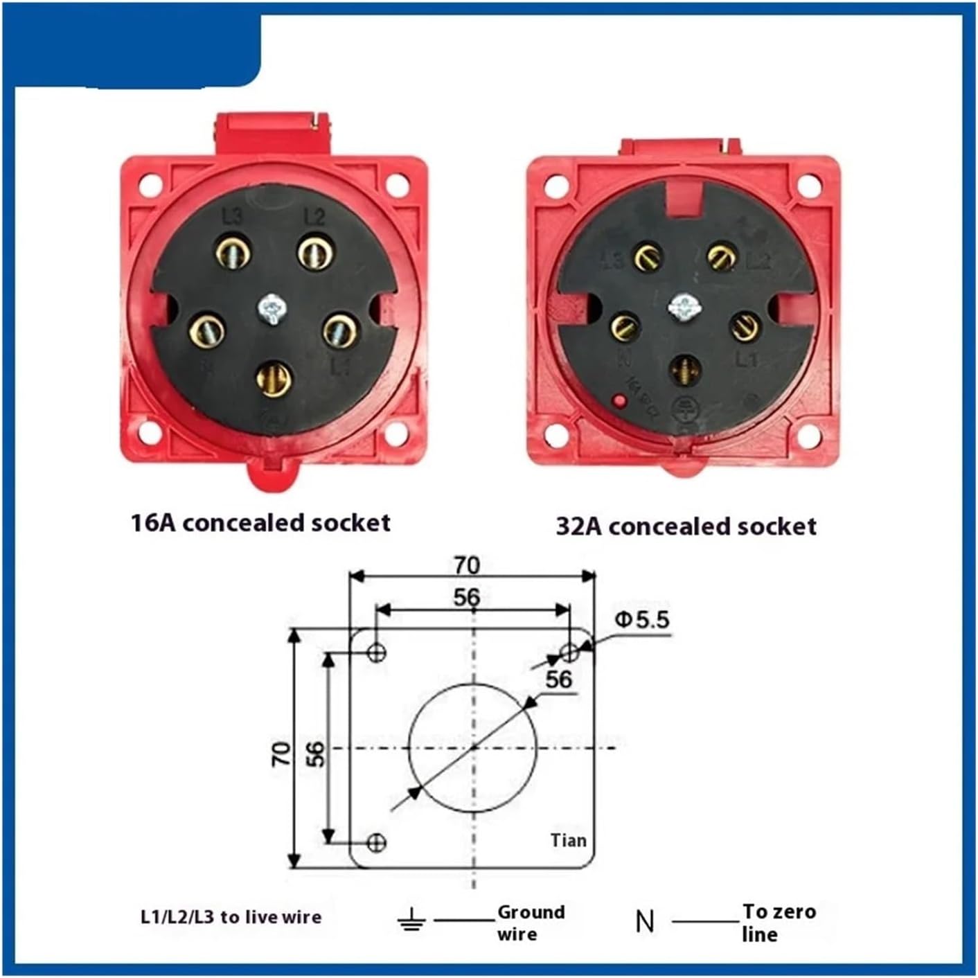 220v Industrial Plug 16A/32A Waterproof and Docking Socket Connector 3-core 4-core 5-core(Plug,16A-4P)