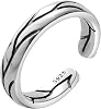 Yooping Mens Ring, 925 Silver, Adjustable Size, Retro Craft, Unisex, Silver Ring
