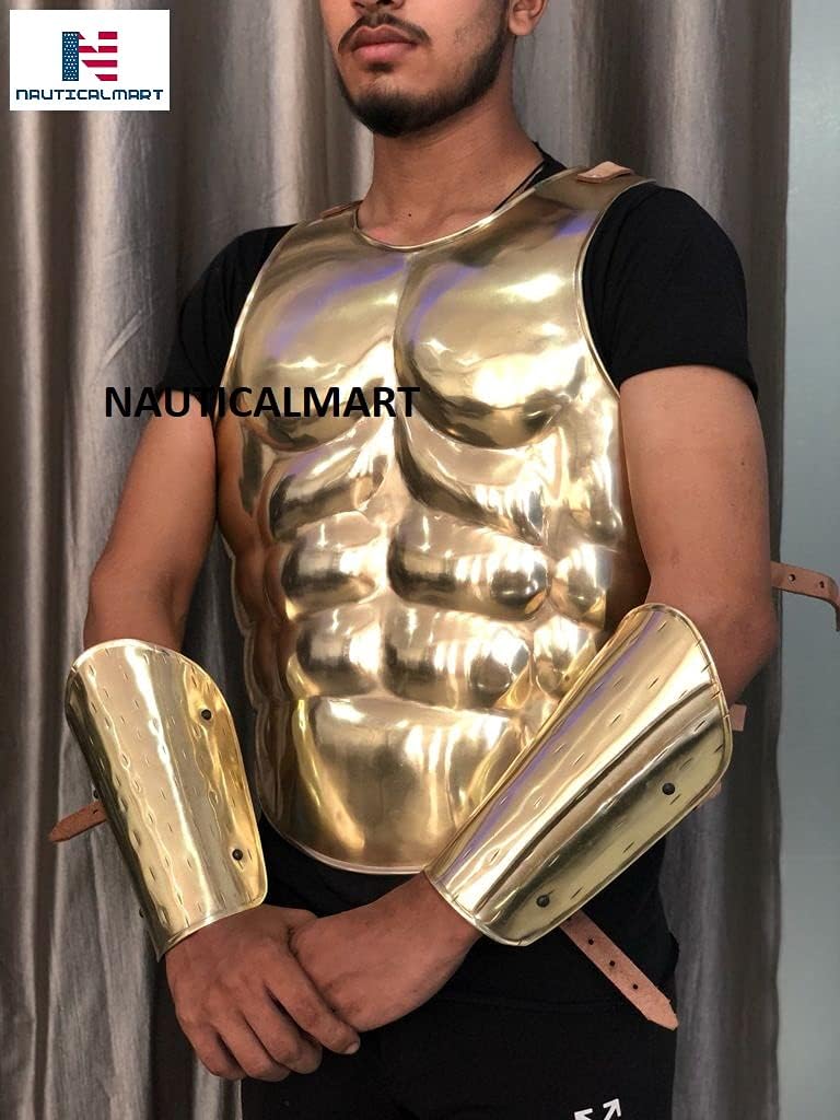 Roman Brass Muscle Armor Functional Medieval Cuirass Halloween Costume