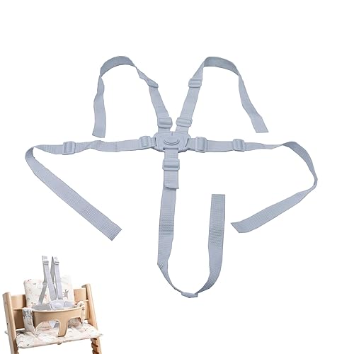 Miniatura 7 de Correa de arnés universal blanca de 5 puntos, cinturón de arnés ajustable, cinturón de seguridad para silla alta, silla de paseo, cochecito,