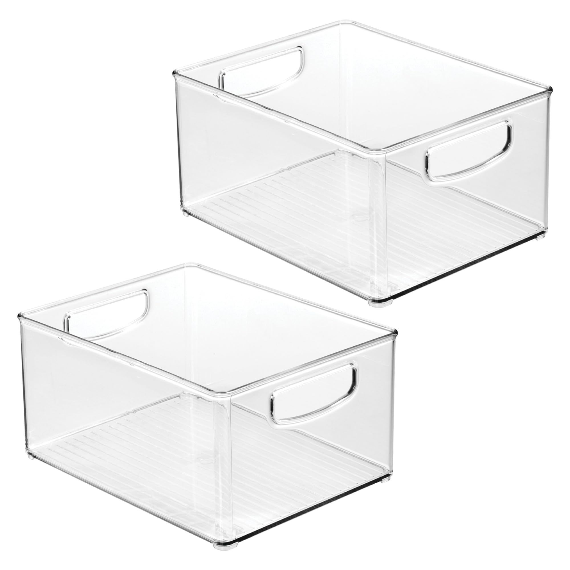 InterDesign iDesign stapelbarer Speisekammer-Mülleimer aus Kunststoff, Organizer mit Griffen für Schränke oder Kühlschrank, 2 Stück, transparent