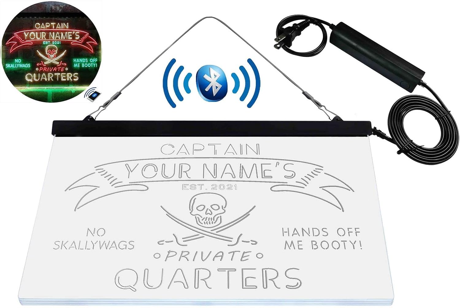 Personalized Private Quarters Man Cave Tri-Color LED Neon Light Sign Customize Name Date Text Quote Font Green & Red & Yellow 13 x 8.7 Inches st9s32-pw1-tm-gry