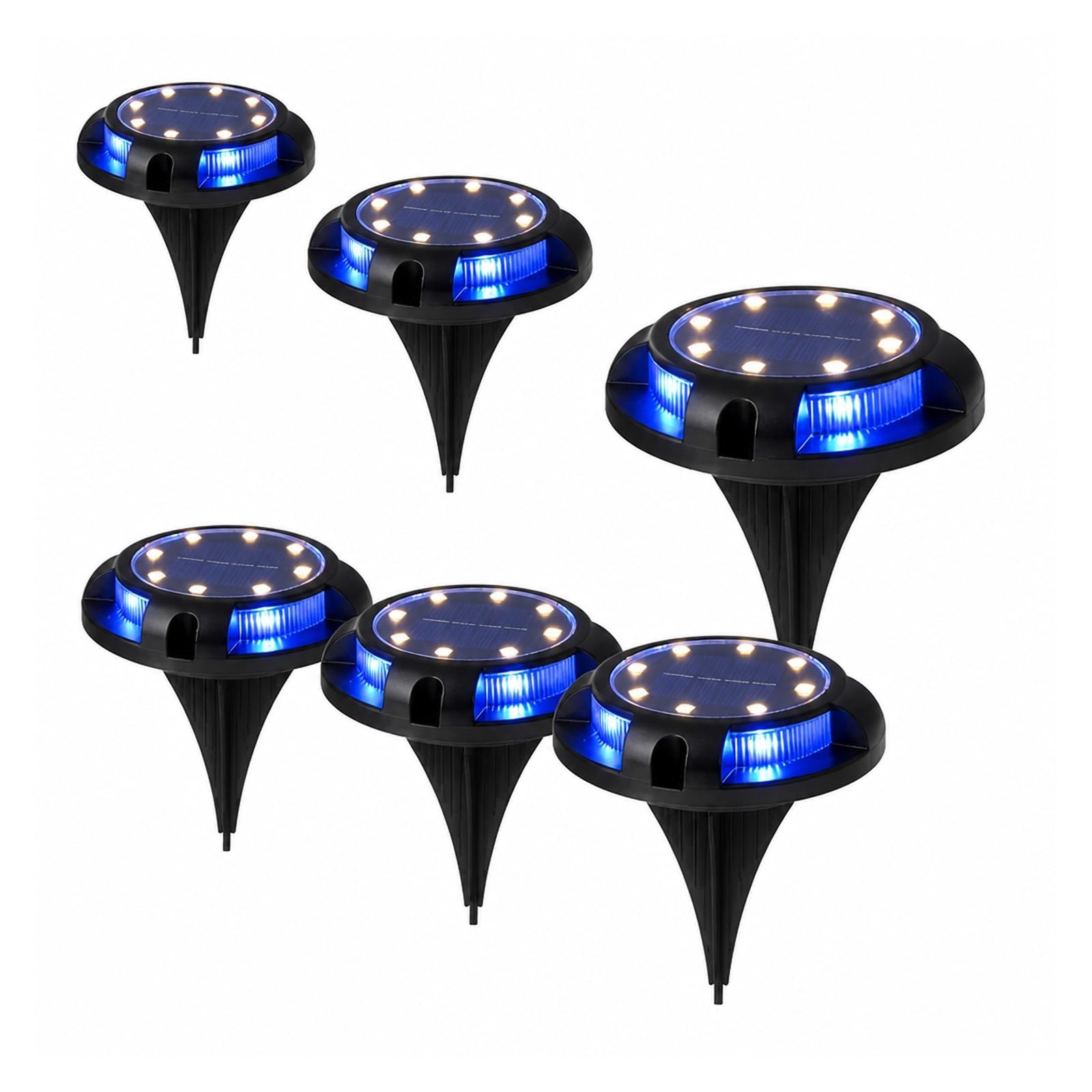 Luci Solari da Terra, Confezione Da 4 Luci Solari A Disco 12 LED Per Giardino Esterno Sotterraneo per passerella da patio(4pcs Warm 4 RGB)