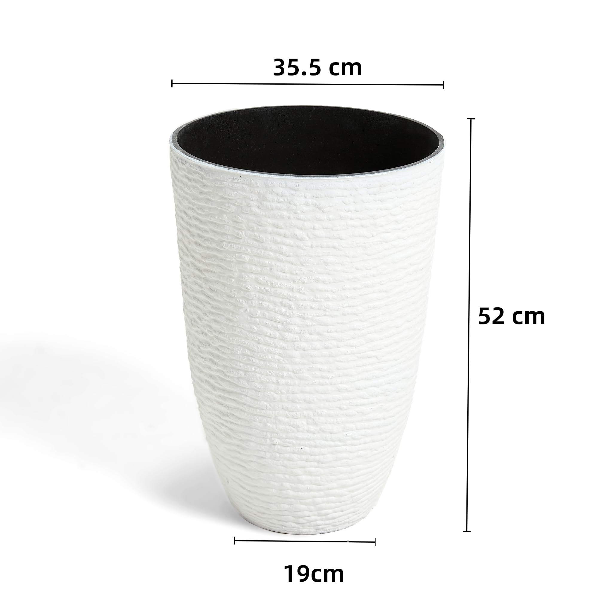 52cm Grand Pot, 2 PCS-35.5cm Dia Pot de Fleur Cylindrique Haut,Blanc Grande Rond Pot à Plantes Spacieux, in/Extérieur,Plantateurs Pierre d'imitation Plantateur Loft Porche Avant