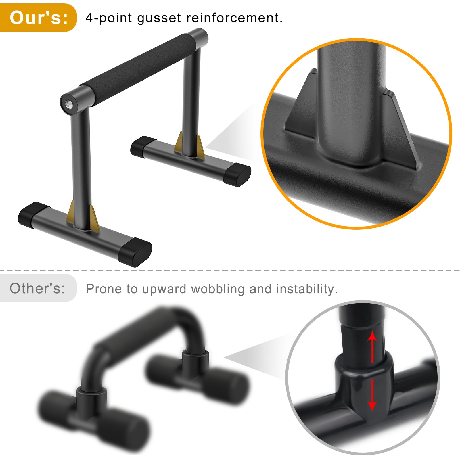 Kipika Barres de parallettes, barres de pompes en bois et barre de dips avec poignées épaisses, équipement de fitness sans roche pour poirier, L-Sit, gymnastique et musculation, capacité de 226,8 kg