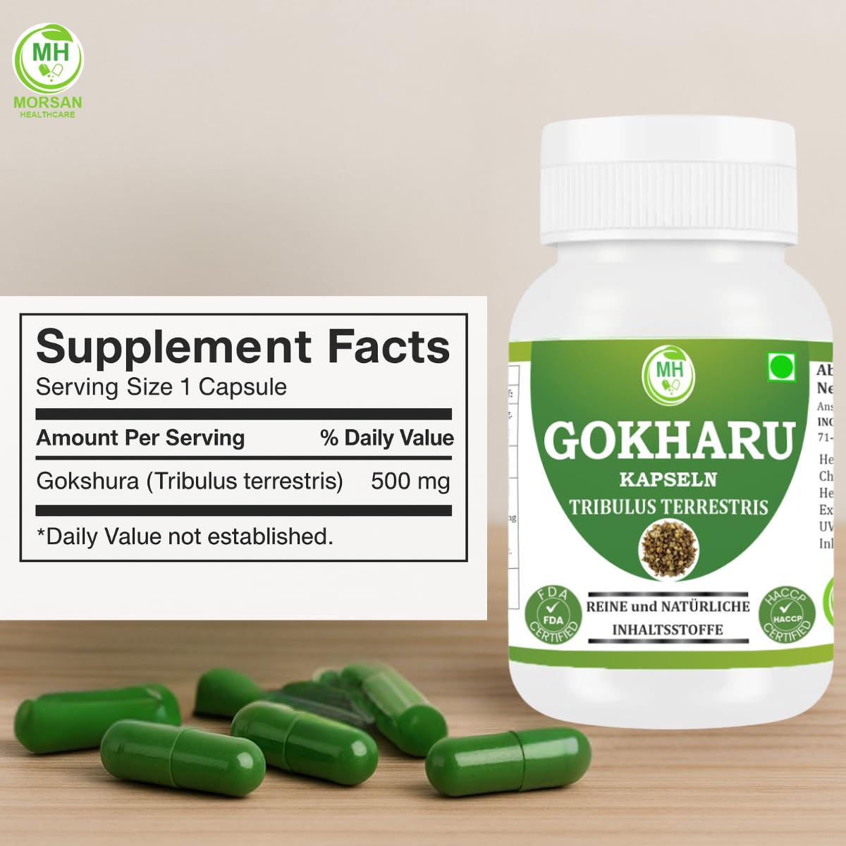 Gokharu Kapseln 500 mg | Tribulus Terrestris 10:1 Extrakt | Unterstützt Immunsystem und Leistungsfähigkeit | Bio und natürlich | 240 vegetarische Kapseln (4 Packung)