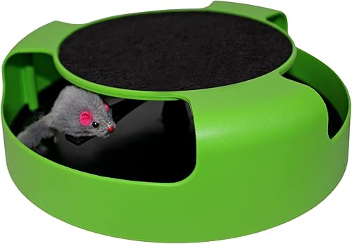 Juguete rascador interactivo para gatos con juguete giratorio para gatos, juguete con tabla de rascar y ratón para correr, divertido juguete