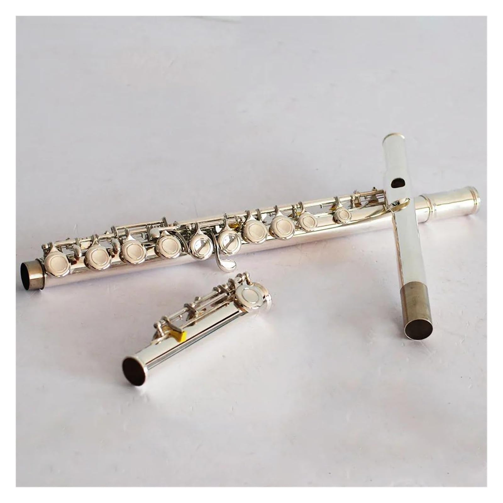 Flauta De Cuerpo Niquelado De Cuproníquel, Instrumento De Flauta De Tono C Con Orificio Cerrado De 16 Agujeros Con Estuche Flauta Travesera Kit