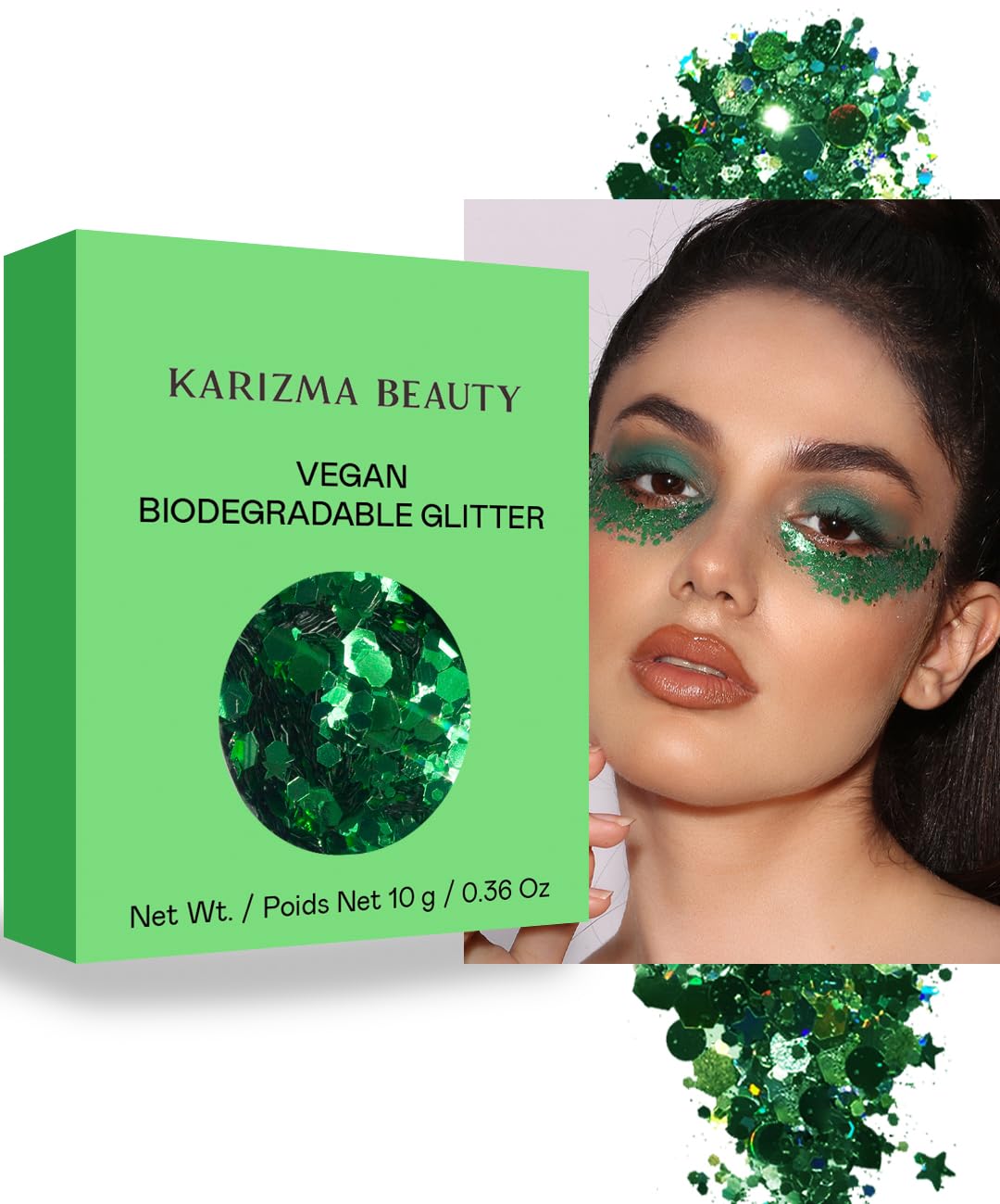 KARIZMA Vegan Biodegradable Chunky Glitter // Beauty Green Bio Glitter Eco Glitter Face Glitter Festival Chunky 8g