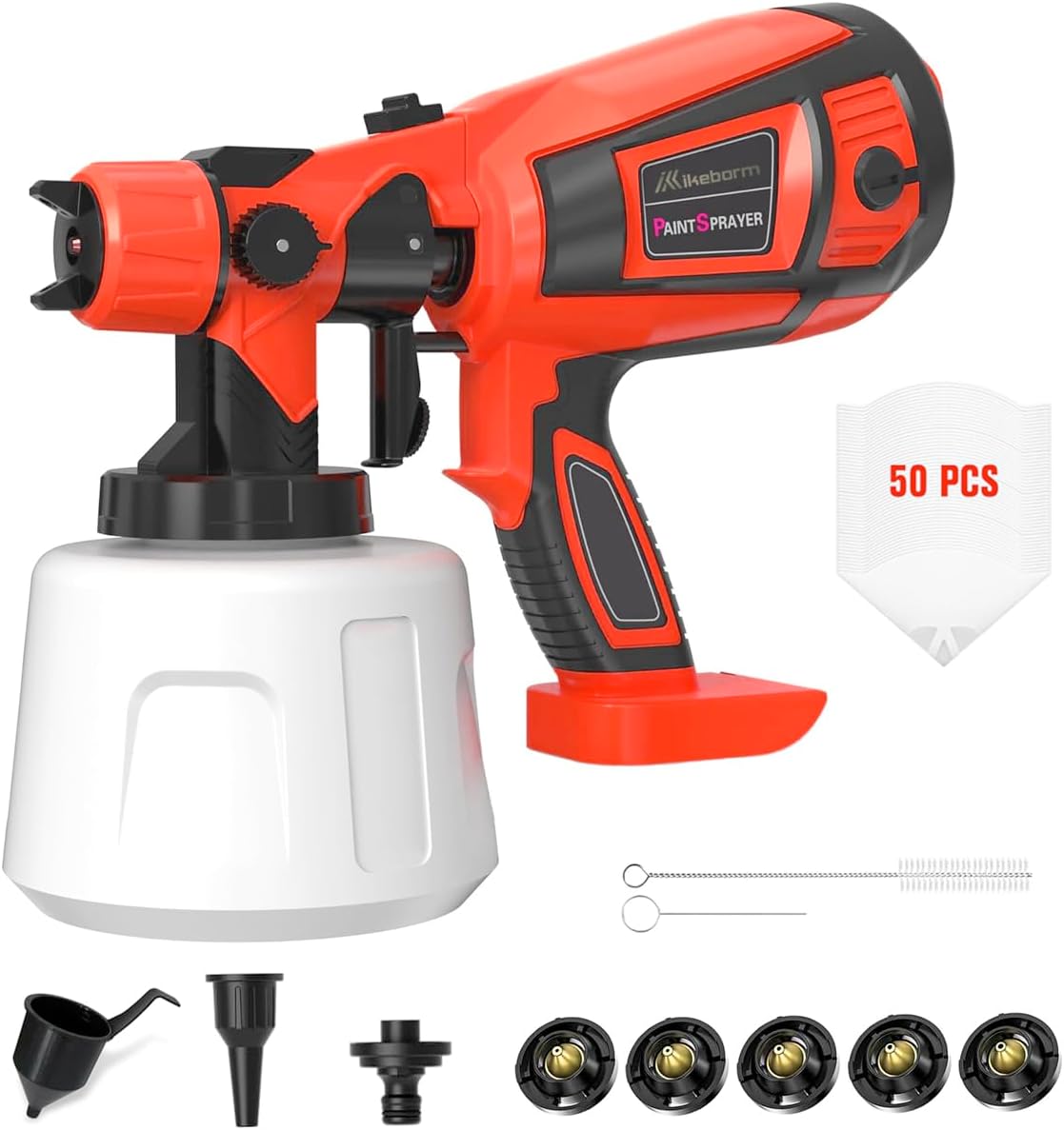Cordless Paint Sprayer for Milwaukee 18V Battery 48-11-1850, HVLP Spray Paint Gun with 5 Nozzles and 1400ml Container for House Painting Interior and Exterior/Wood/Walls/Fence(Not Included Battery) for Milwaukee 18V Battery 5 Nozzles