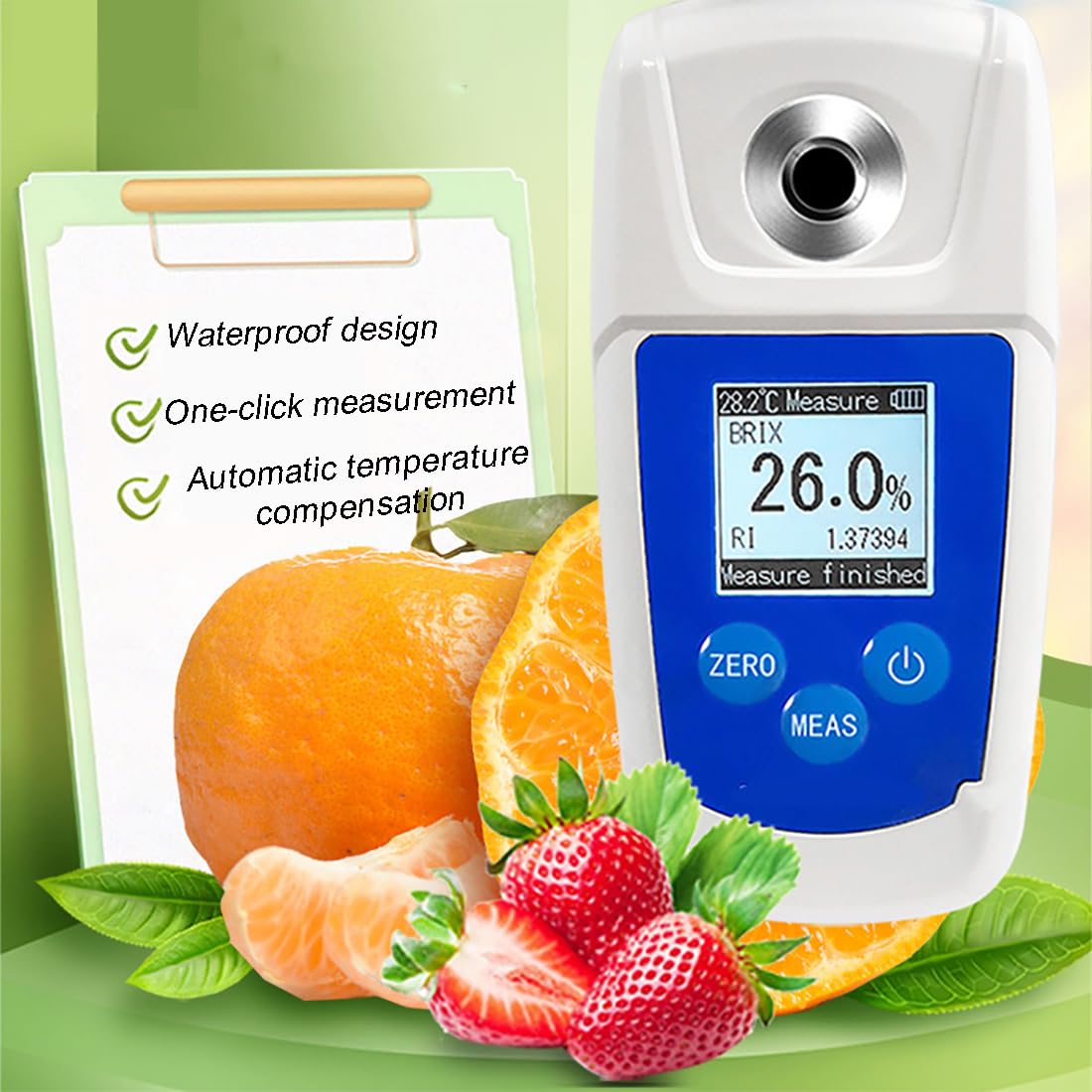 Refractómetro Digital Brix, Refractómetro De Miel 0‑32/55%, Compensación De Temperatura, Visualización De Temperatura/índice De Refracción/concentración De Azúcar, Para Bebidas De Jugo De Frutas\