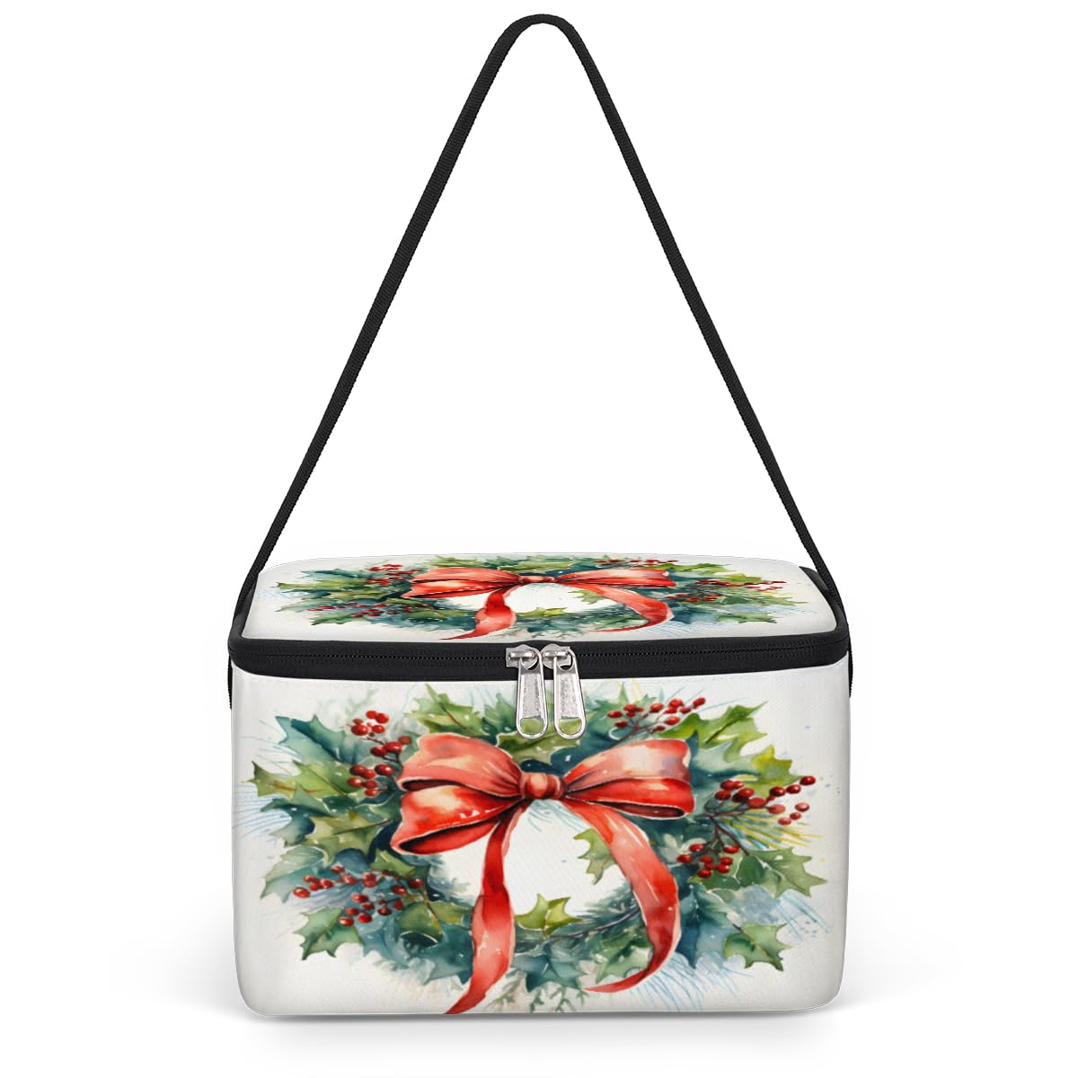 GzLeyigou Christmas Holly Berries Lunch Bags for Women Men 9 Cans, Hot & Cold Food Delivery Bag Insulated Grocery Bag Insulated Lunch Box Cooler Bag for Office Work Picnic Beach