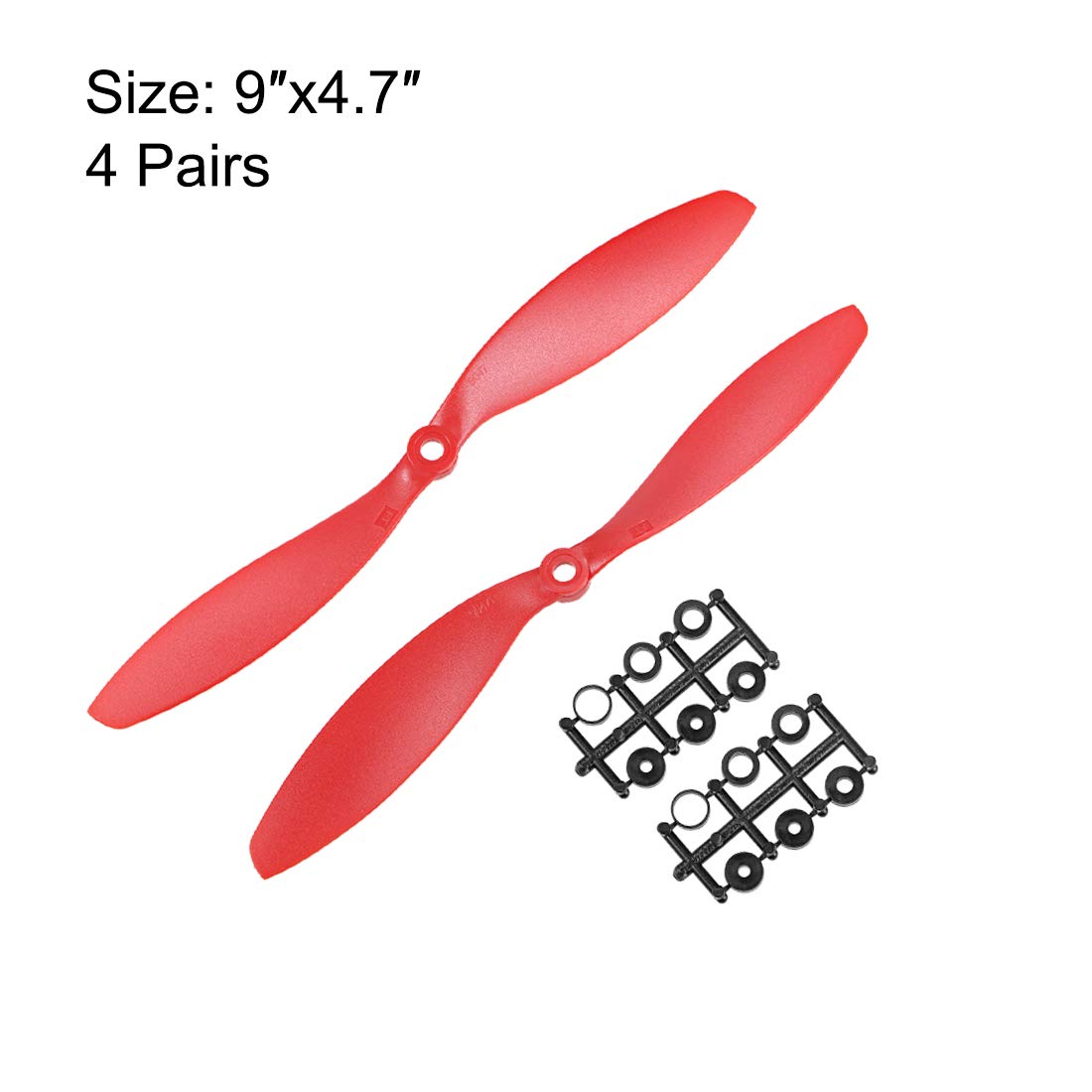 Sourcing Map 4 Hélices RC 11×5,5 Pouces – 2 Pales, Diamètre 27,9cm, Pas 14cm, Bagues Adaptateurs, Avion Fixe