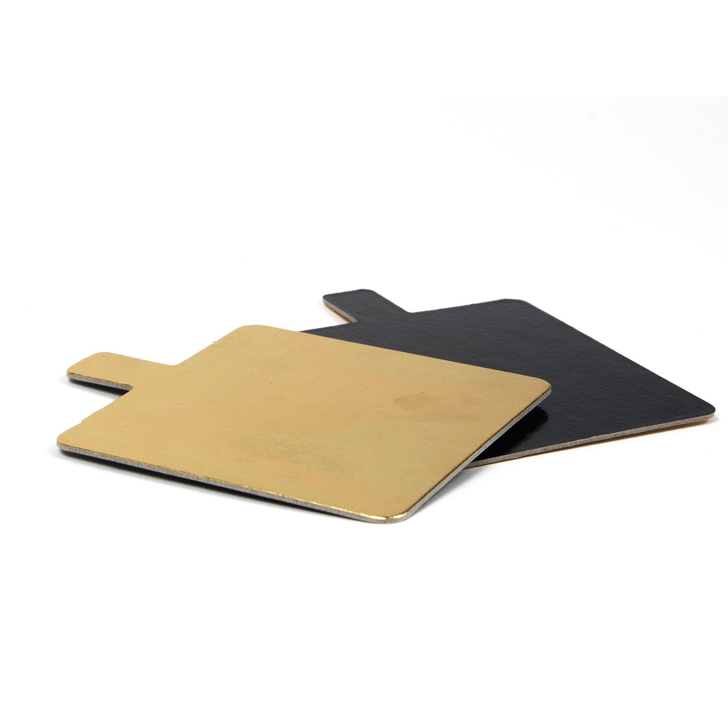 Square Pastry Board with Tab, 3-1/8 Inch x 3-1/8 Inch - Pack of 200 (Gold and Black)
