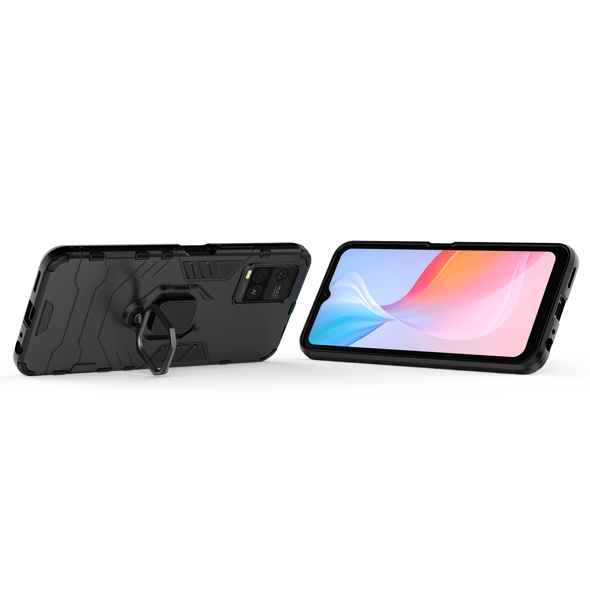 TingYR Cover Per Vivo Y21s Con Supporto Magnetico E Funzione Cavalletto - Custodia Antiurto TPU/PC Trasparente