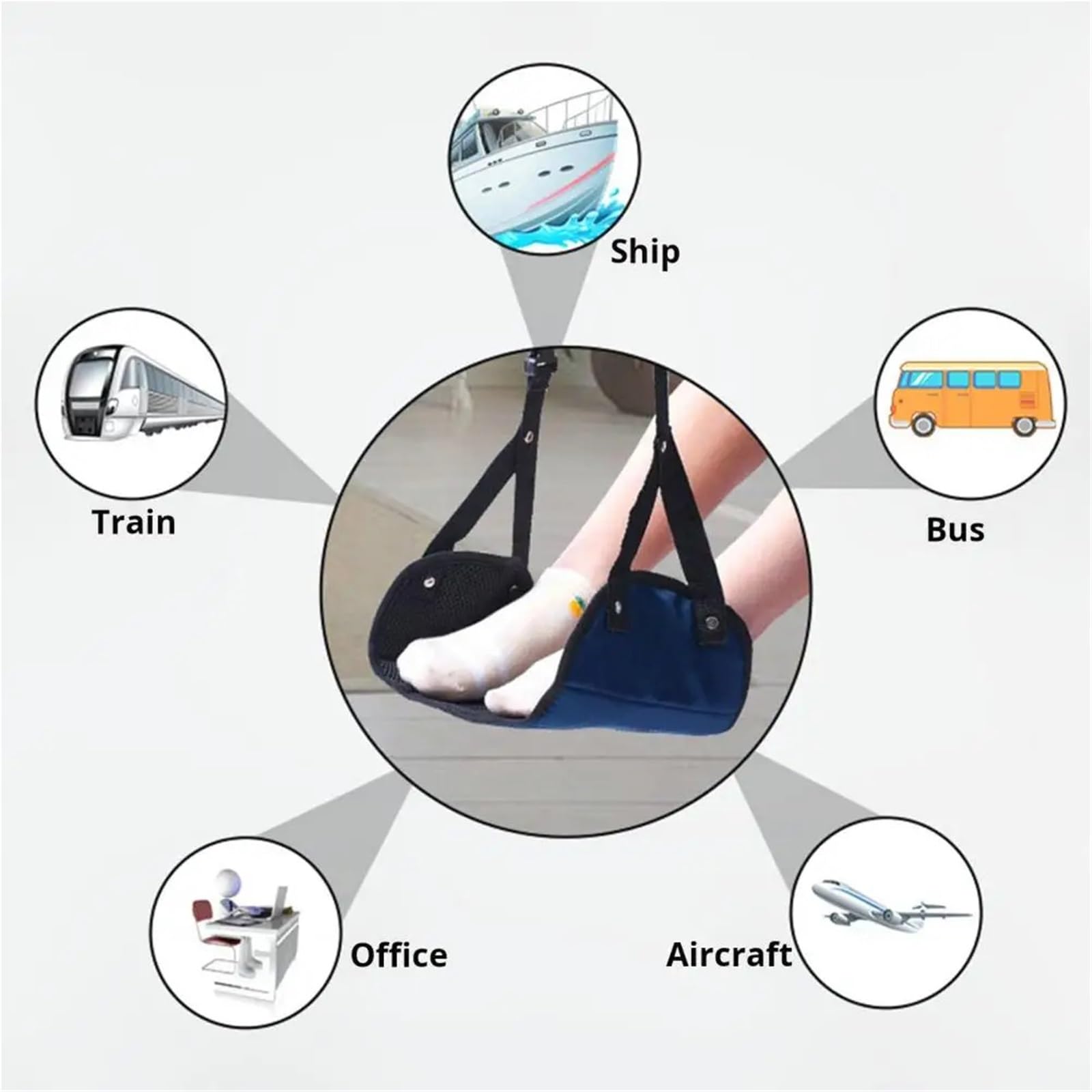 Tappetini Per Aerei Poggiapiedi for aereo Amaca for piedi regolabile for aereo for viaggi in ufficio Appendiabiti portatile leggero sotto la scrivania for rilassare i piedi Per Viaggio(Light Blue)