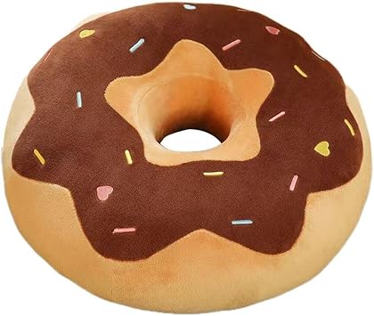 Donut Shape Body Pillow Back Cushion Throw Pillow Seat Cushion Soft Plush Simulation Food Sofa Chair Hollow Cushion Brown