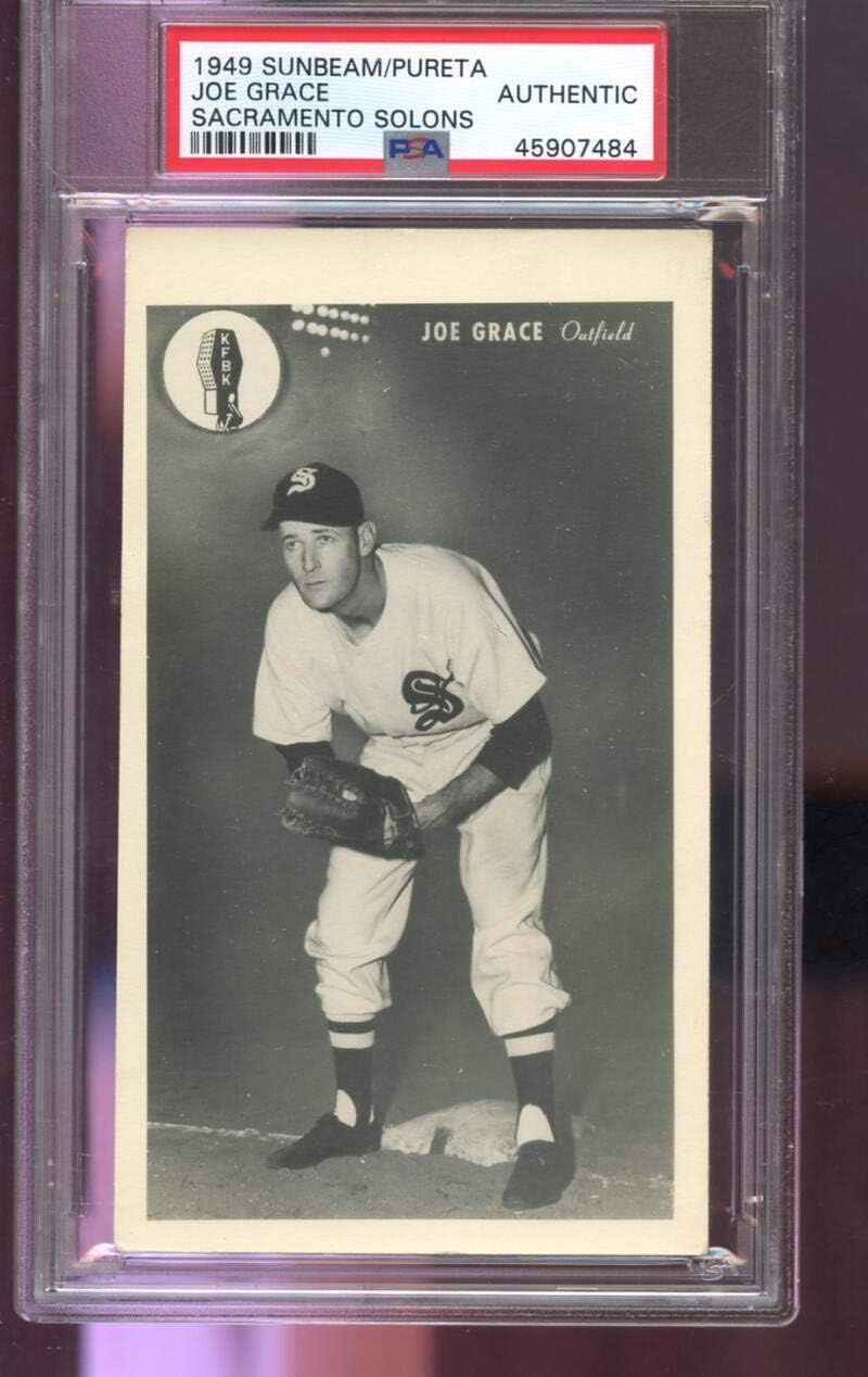 1949 Sunbeam Bread Pureta Meats Sacramento Solons Joe Grace Pacific Coast League PCL PSA AUTHENTIC Graded Baseball Card