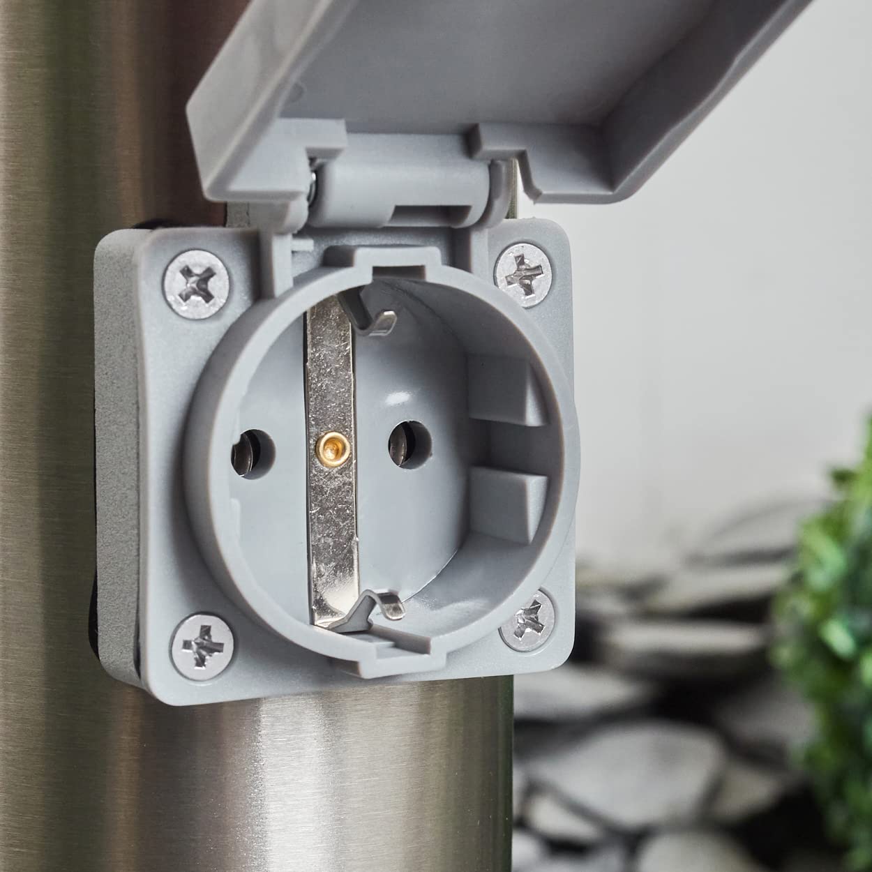 Lámpara de sendero moderna para exteriores Sessa con detector de movimiento, con base de metal/plástico en níquel mate/blanco, luz de 80 cm, lámpara/iluminación de jardín, E27, IP44, sin bombilla(s)