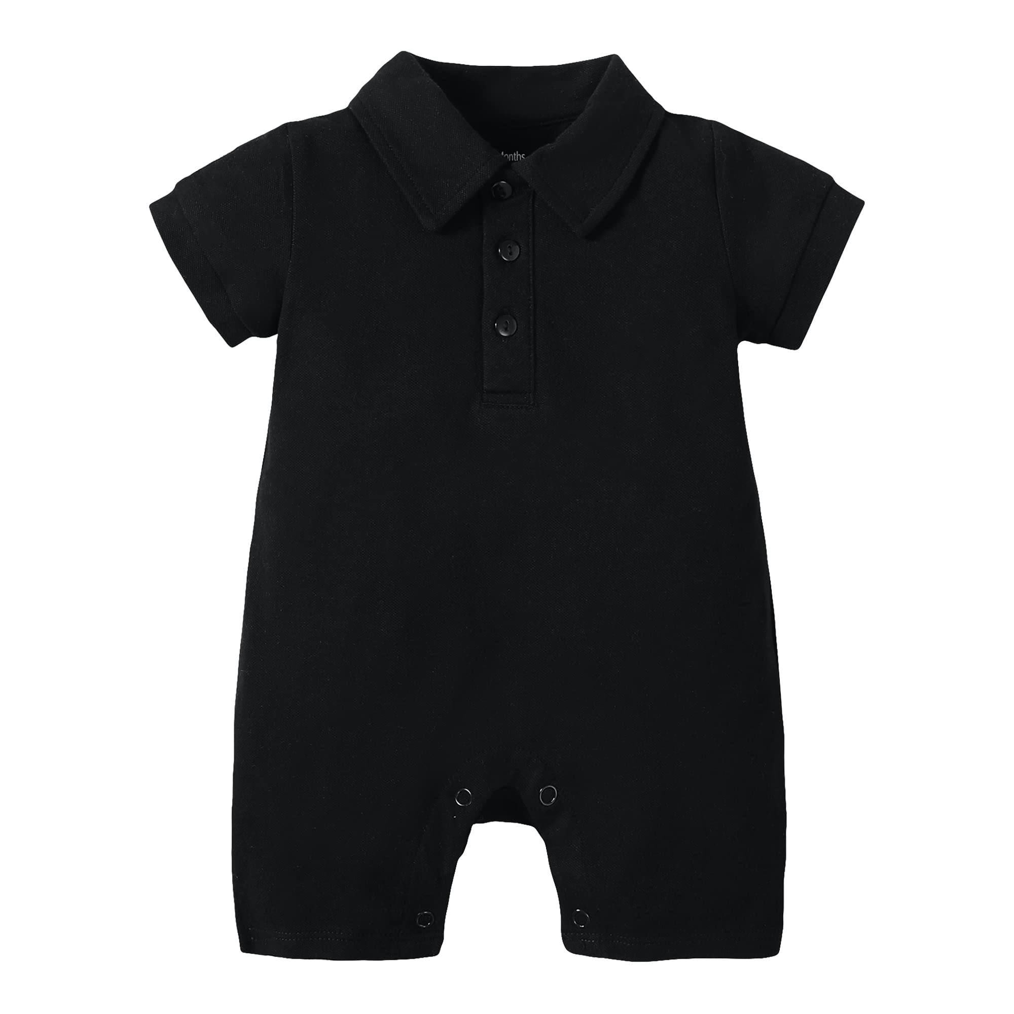 DEFAHNBaby Boy Romper Short Sleeve Pique Polo Bodysuit Jumpsuit Solid Collared Onsies Infant One-Piece Outfit