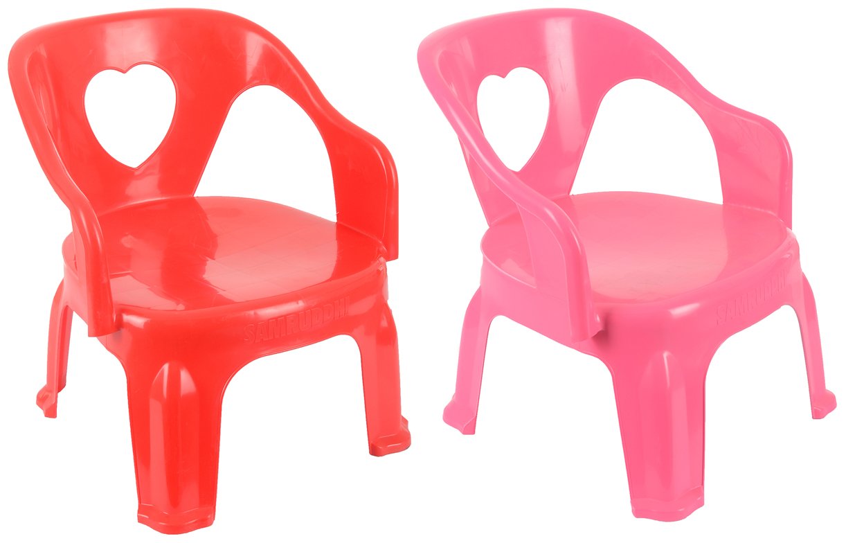 Samruddhi Chintu Plastic Kids Chair Combo, Red & Pink, Pack of 2