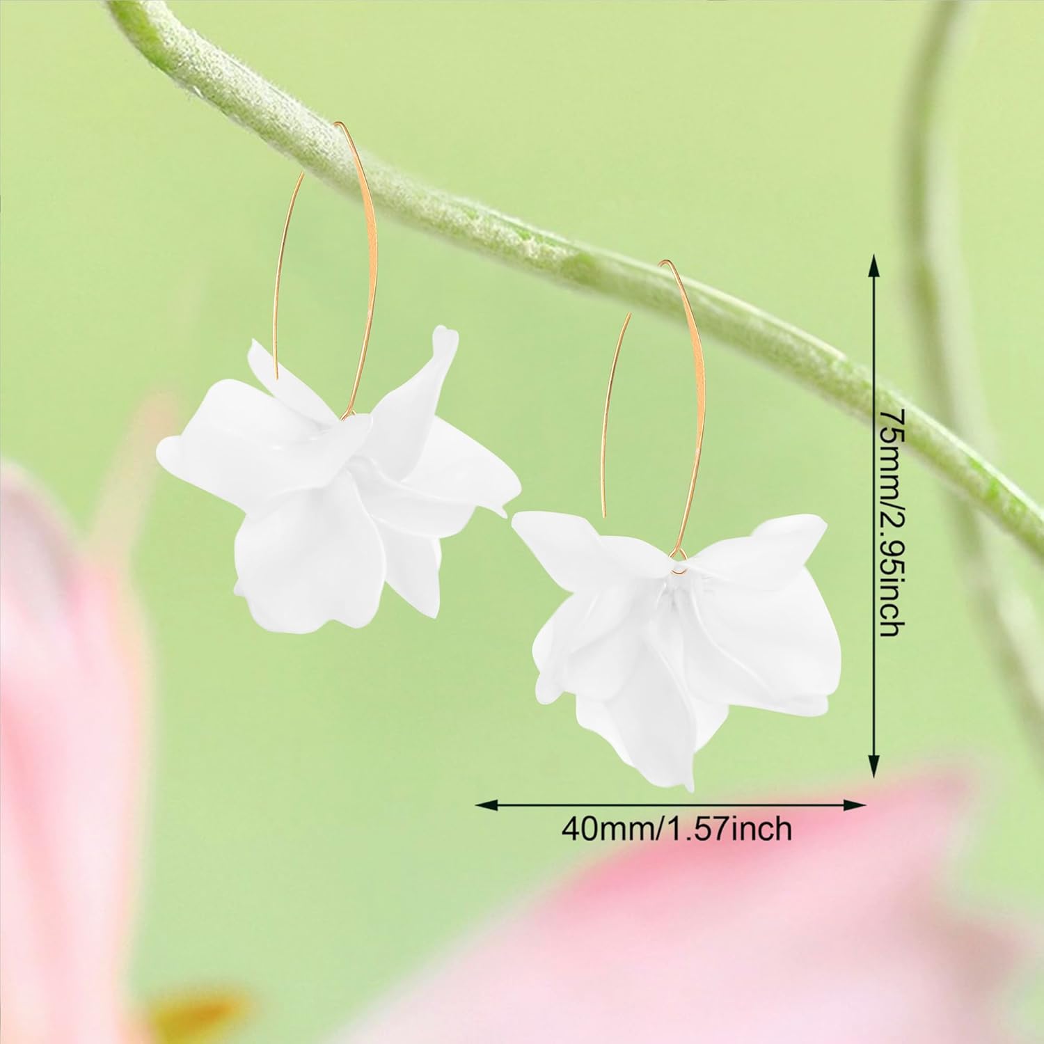 GPASTG Handmade Bohemian Acrylic Flower Petal Dangle Drop Earrings Long Big Rose Floral Earrings for Women - Image 5