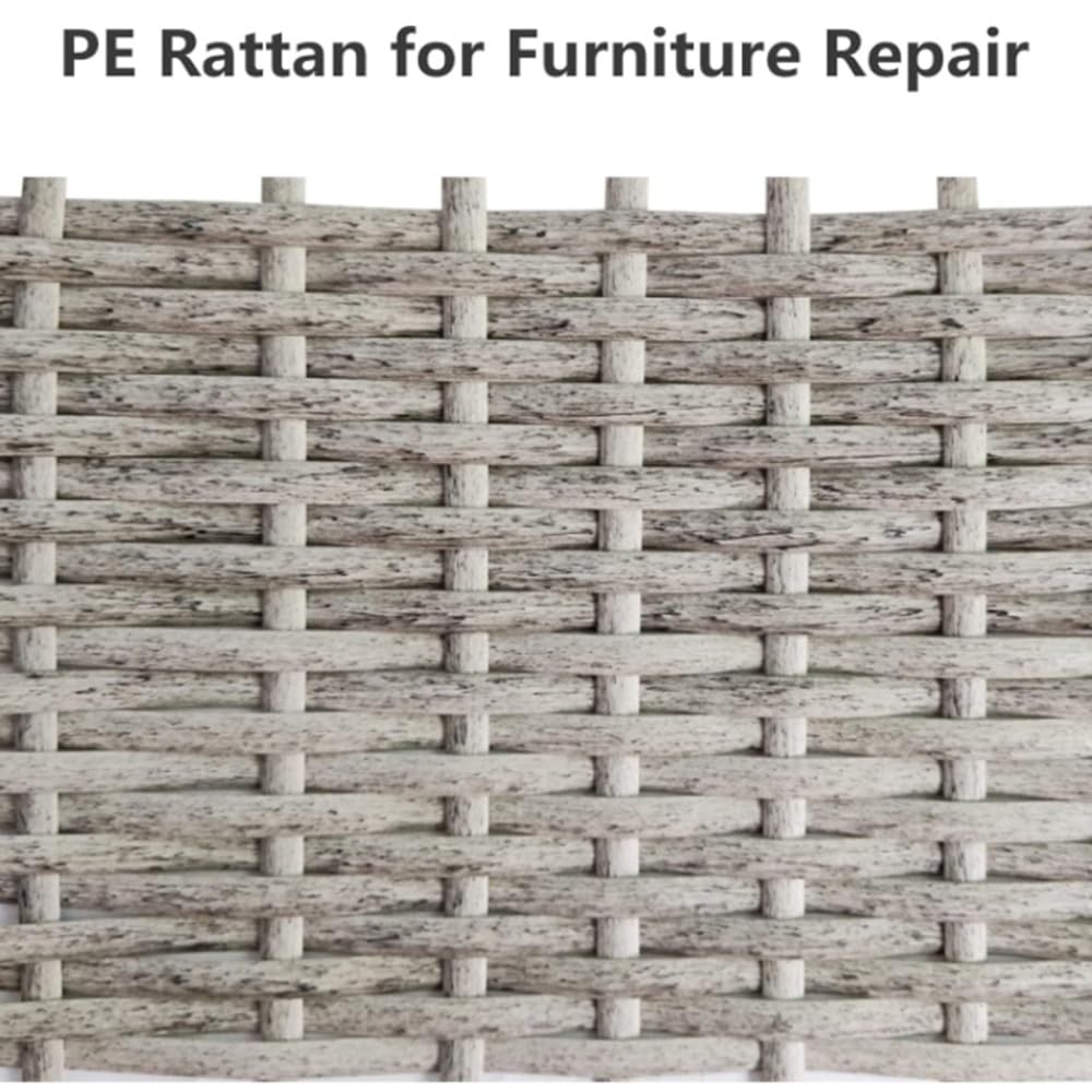 196ft 8mm zestaw naprawczy z rattanu PE 500g płaski wiklinowy materiał tkacki na krzesło patio kosz na sofę DIY(Wood Grain Gray)