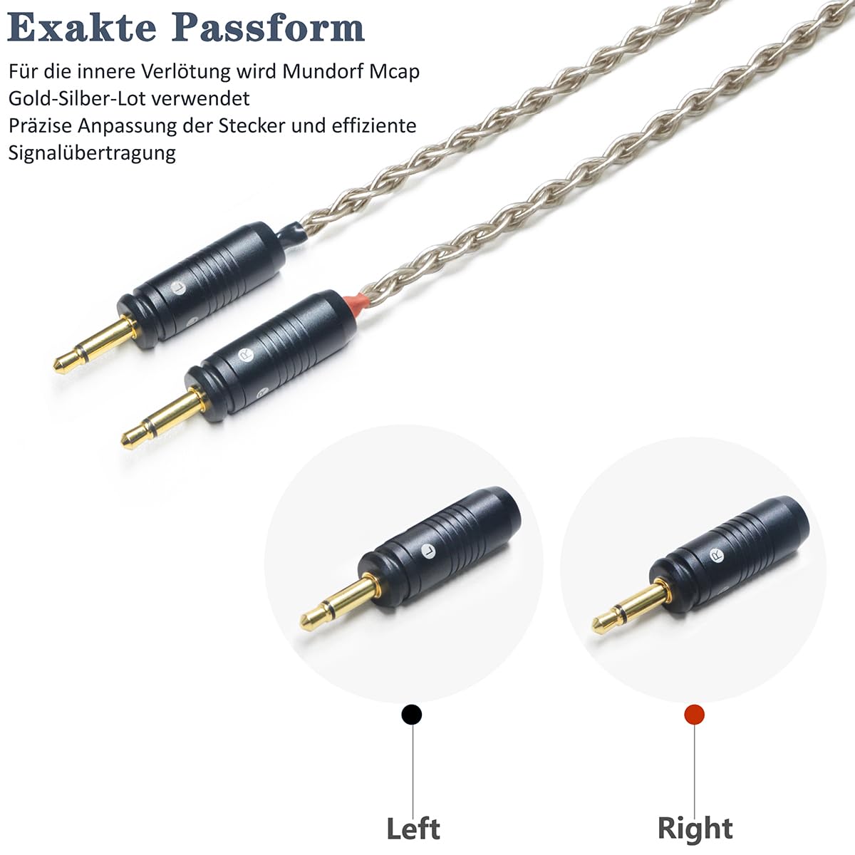 GUCraftsman Upgrade-Kabel aus 6N Einkristall-Silber für Focal Elegia, Clear, Stellia, Elear, ClearPro MG, Celestee, Radiance, Clear MG Kopfhörer (4,4 mm Stecker)