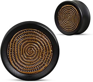 Wood Ear Tunnel, Saddle Flared Plugs Piercing, Gauges for Ears Metal Logo Earrings Stretchers.