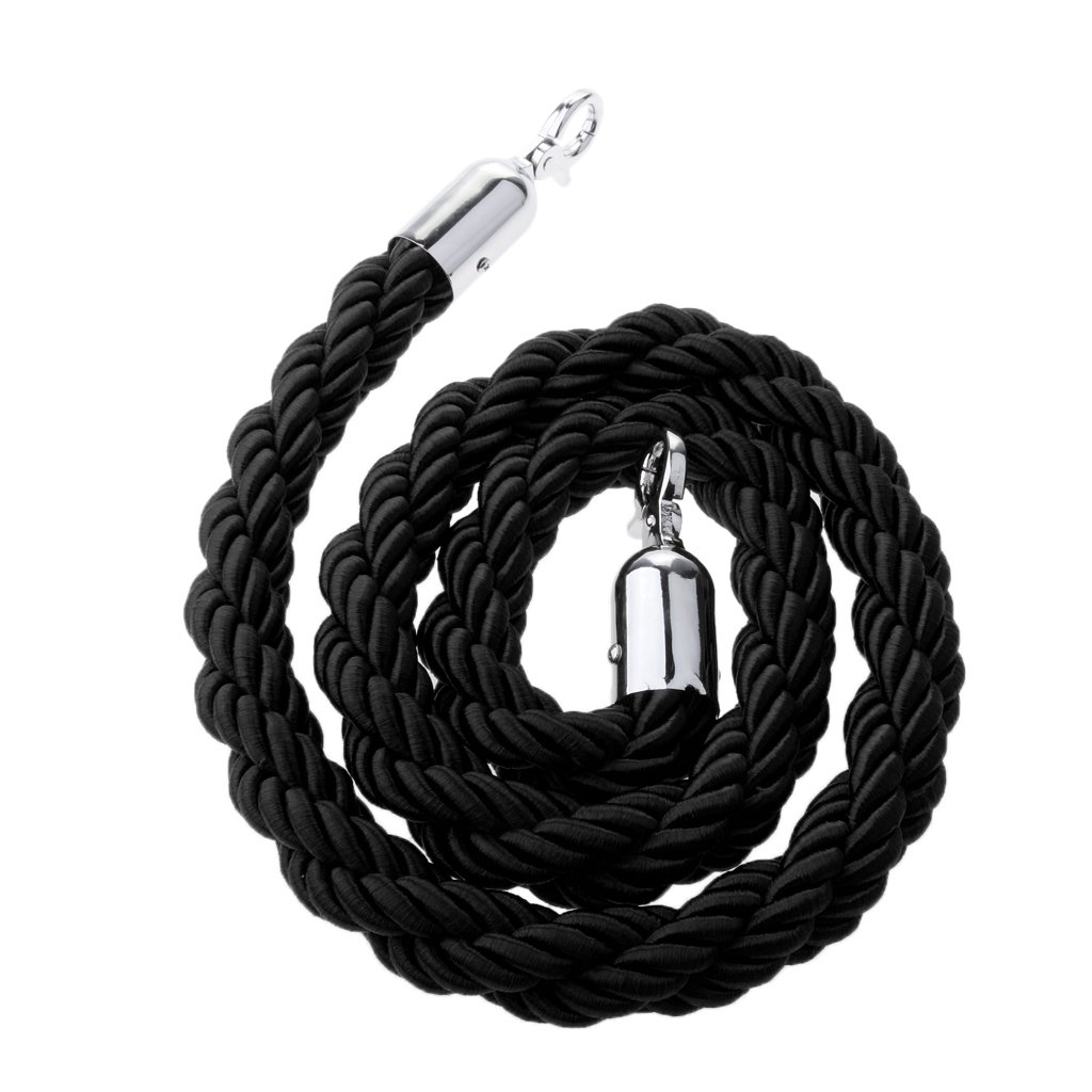 B Baosity Corde de Barrière Diviseur de Files d'Attente 1.5m Corde Torsadée Cordon Séparation pour Poteaux de Guidage - Noir