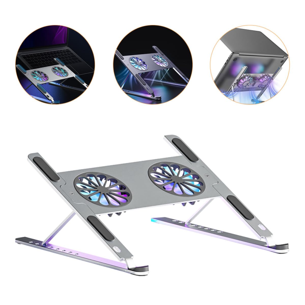 Alipis Soporte Refrigerador Portátil de Aleación de Aluminio Ventilador Silencioso y Doble Disipación para Computadora Portátil, Diseño Especial y Textura Fina