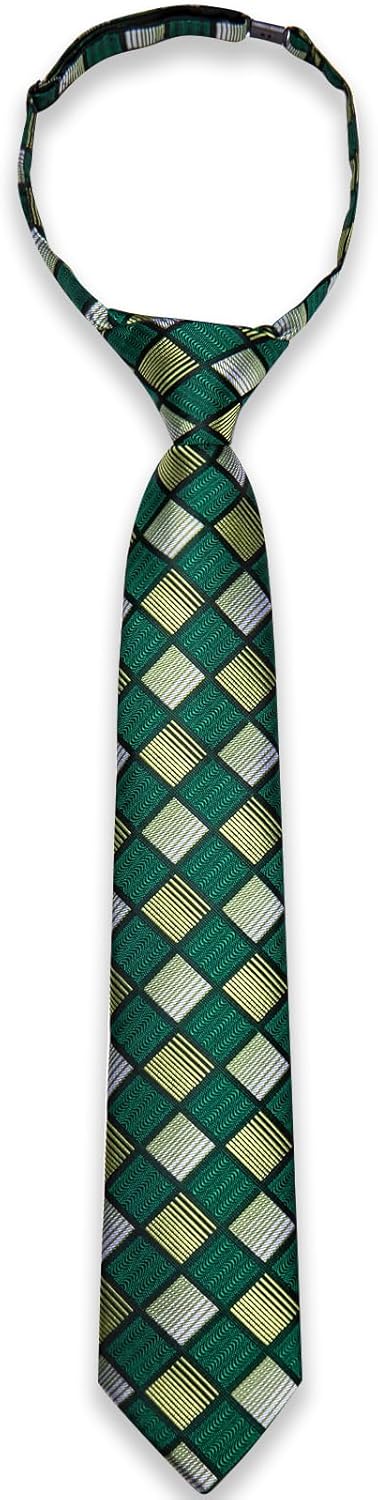 Boys Tie Adjustable Pre-tied Clip on Kids Necktie Set Hanky Ages 8-14 Striped Plaid School Uniforms Graduation - Image 9