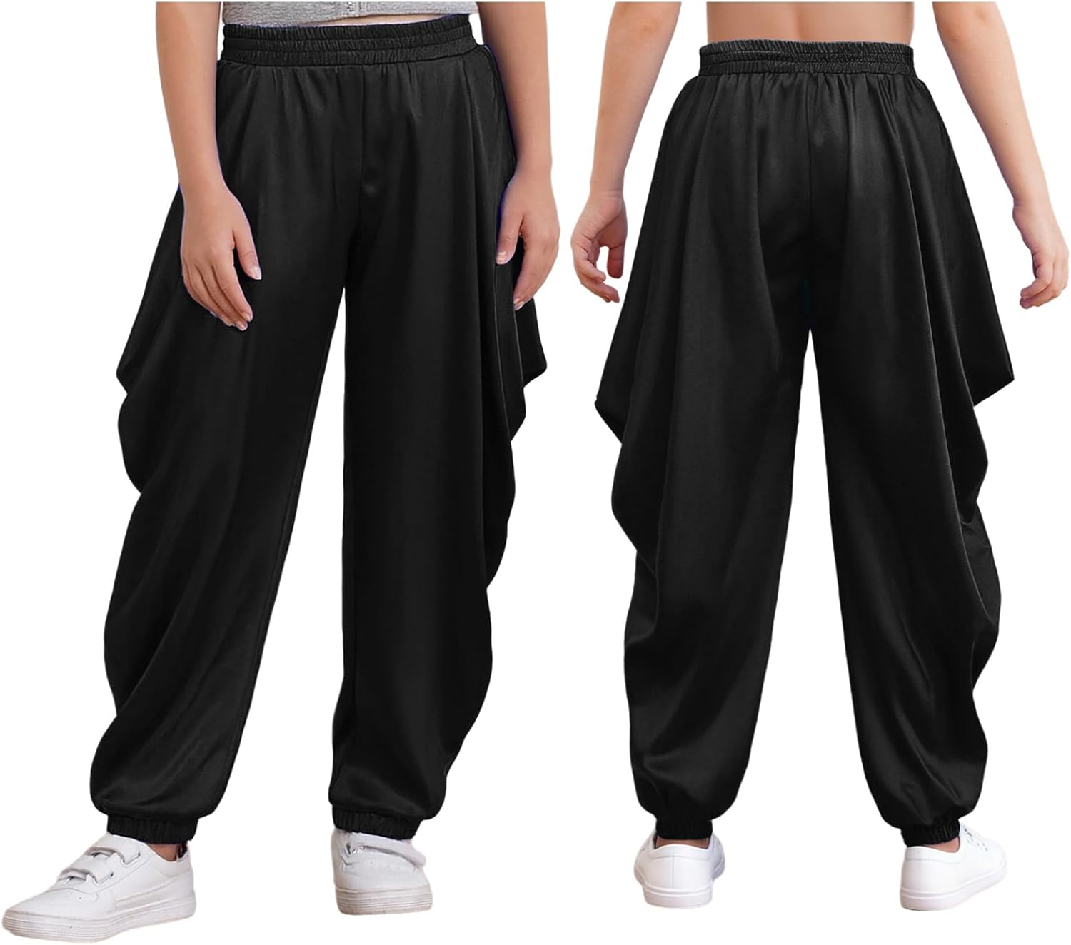 Linjinx Kids Boys Satin Harem Pants Indian Hippie Dhoti Pants Draped Baggy Yoga Trousers for Carnival Party Fancy Dress