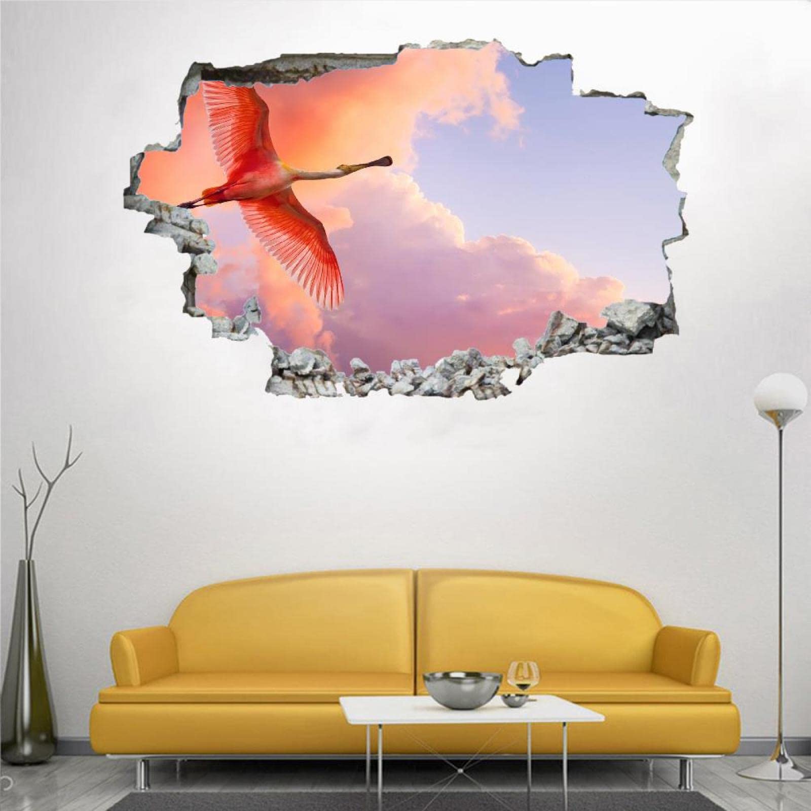 Oiseau Sticker Mural Ciel Nuages 3D Autocollant de Sol Autocollant de Plafond Wall Sticker Décoration Salon Chambre Maison la Chambre des Enfants bébé Enfant garçons Filles 75X116cm