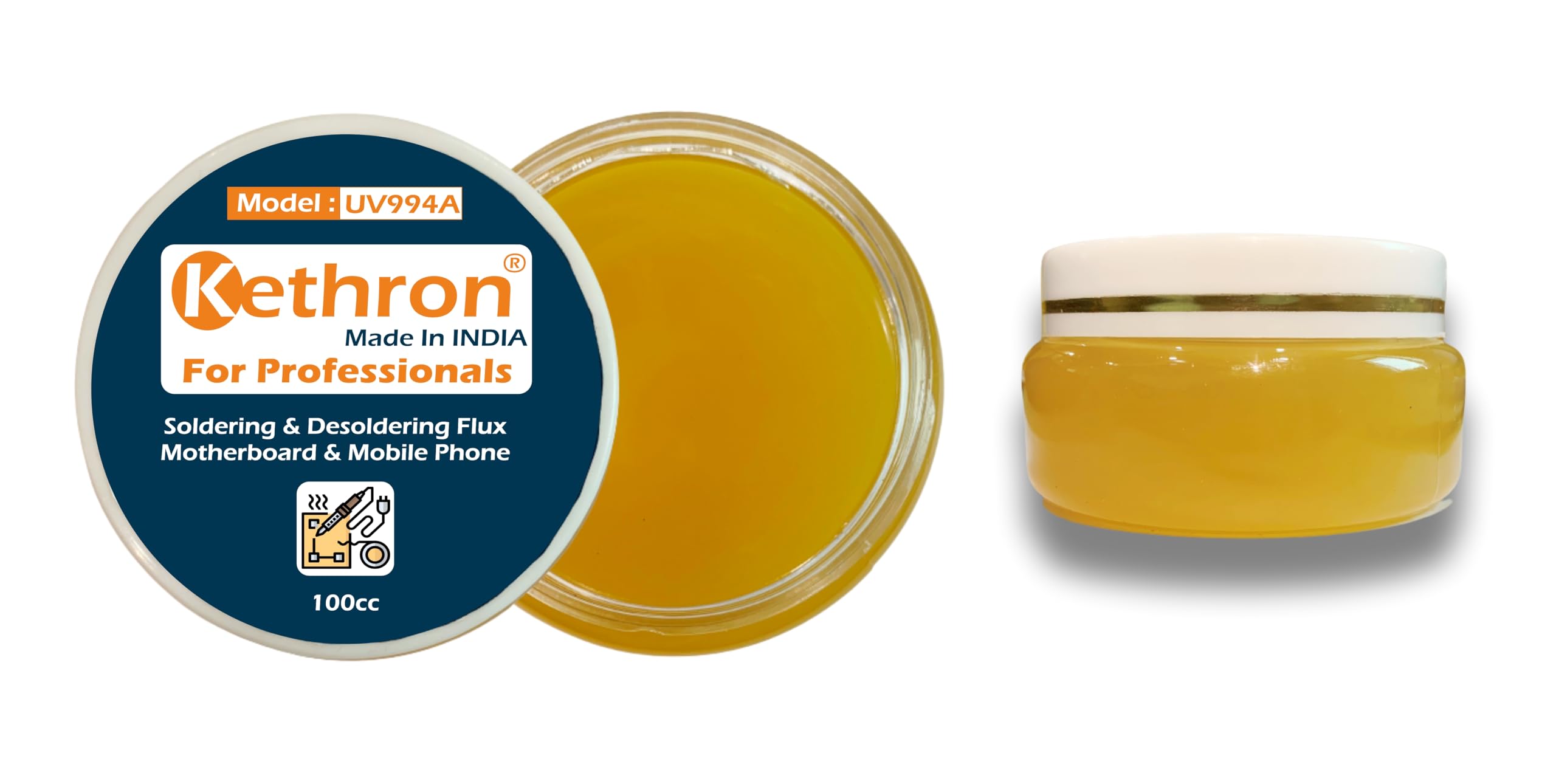 Kethron® Original UV994A No-Clean Welding | Soldering & Desoldering Flux & Grease for ICS | BGA Repair | Rebelling (Smartphones | Motherboards | Electronic Stuff) (100cc)