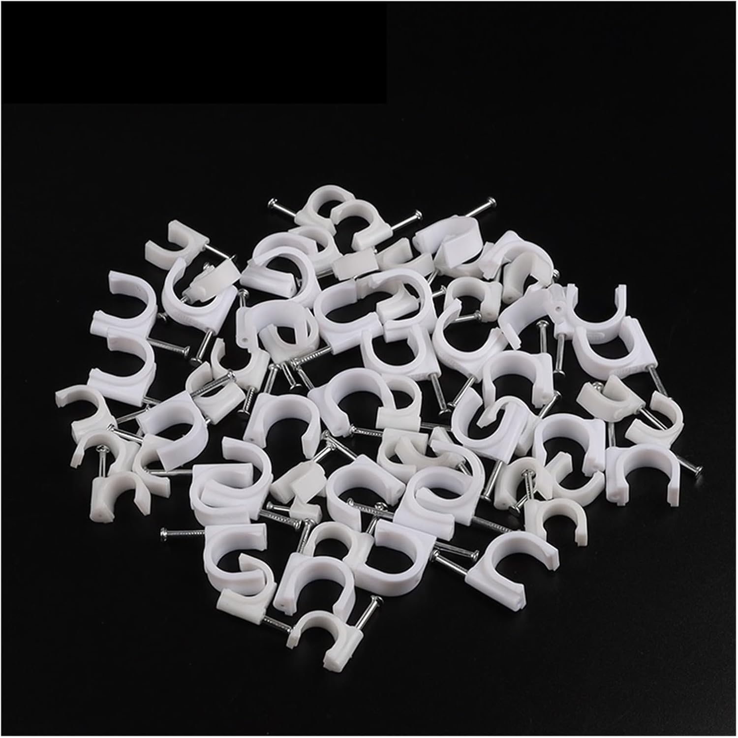 Nail Wire Clip 100PCS Plastic Round Cable Wire Clips 16/18/20/22/25mm Large Size Strong Electrical Cord Tie Holder Circle Climb Wall Nail Steel(16MM Black)