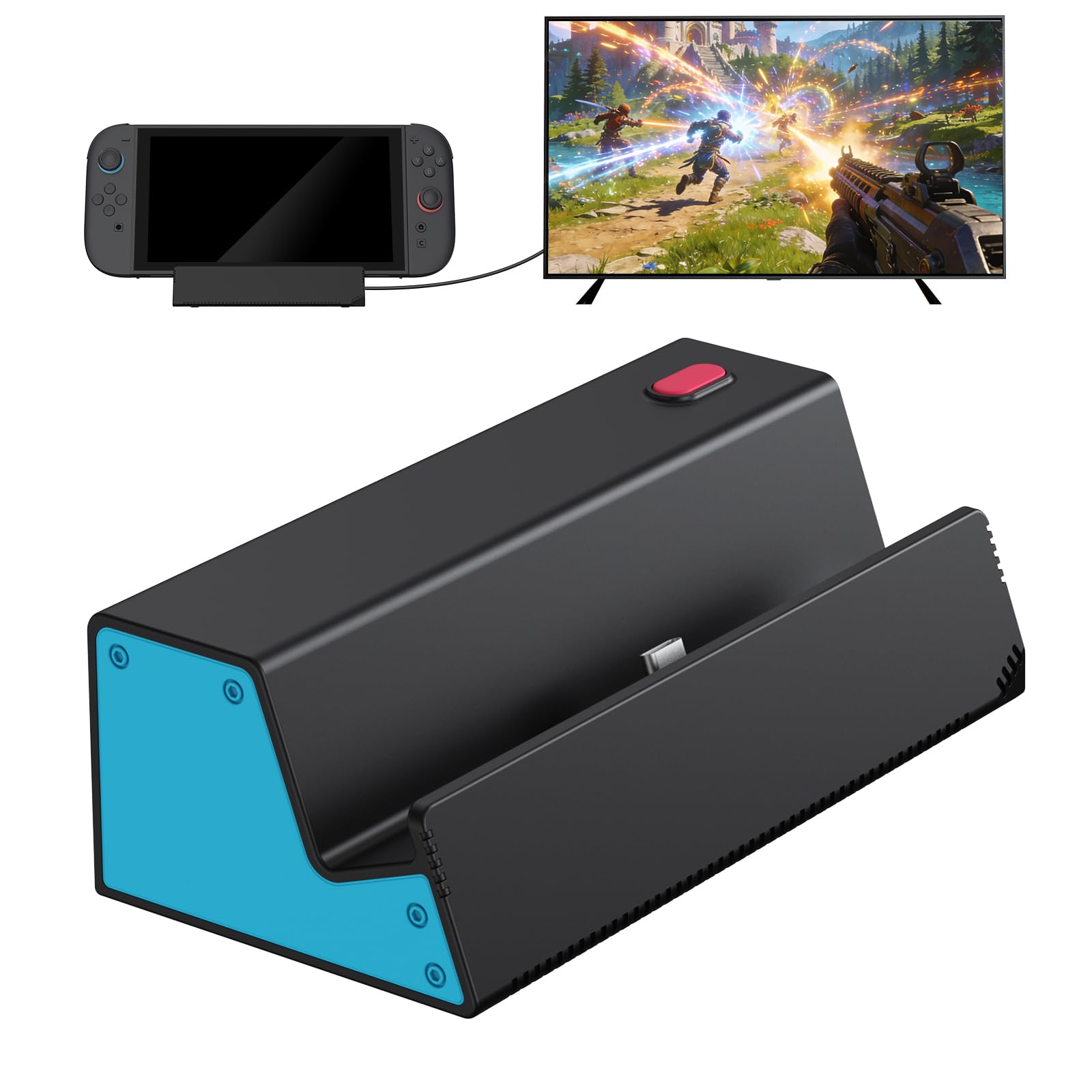 HEIYING Chargeur de TV pour Nintendo Switch 2/Switch OLED, Portable Station d'accueil Switch 2 TV avec HDMI 4K/Port USB/Port de Chargement de Type C