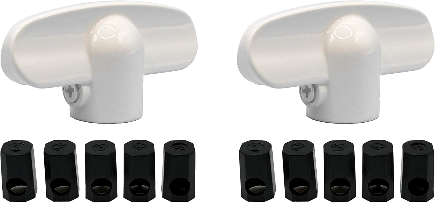 Universal Tee-Crank Casement Window Crank Handle,5 spindles(White) (4 Pack)