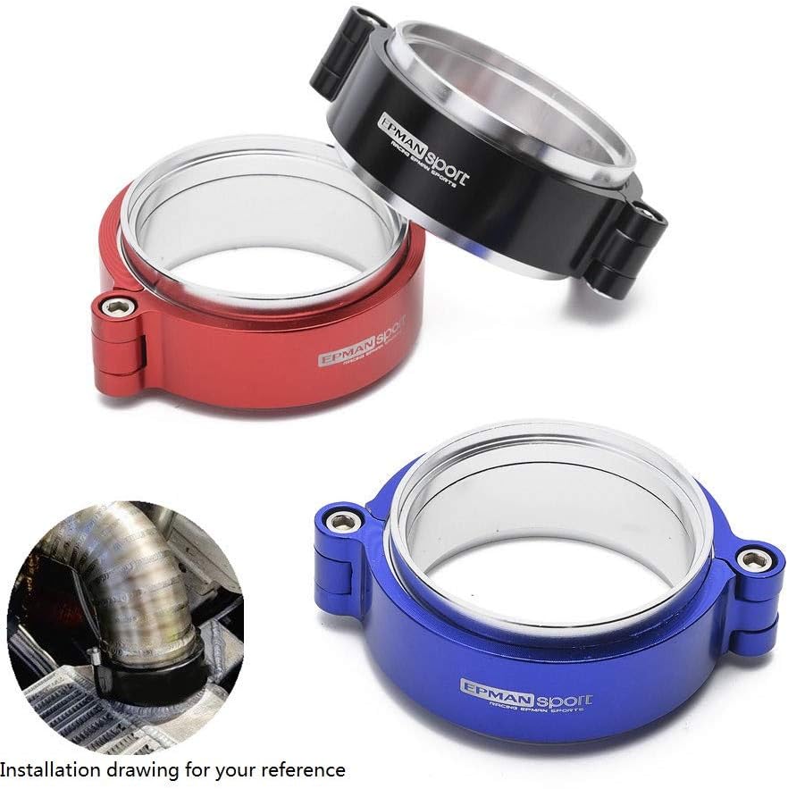 TKKKA76 HD 76mm Exhaust V-band Clamp with Flange System Assembly Anodized Clamp for 3" OD Turbo Dump Pipe (Black)