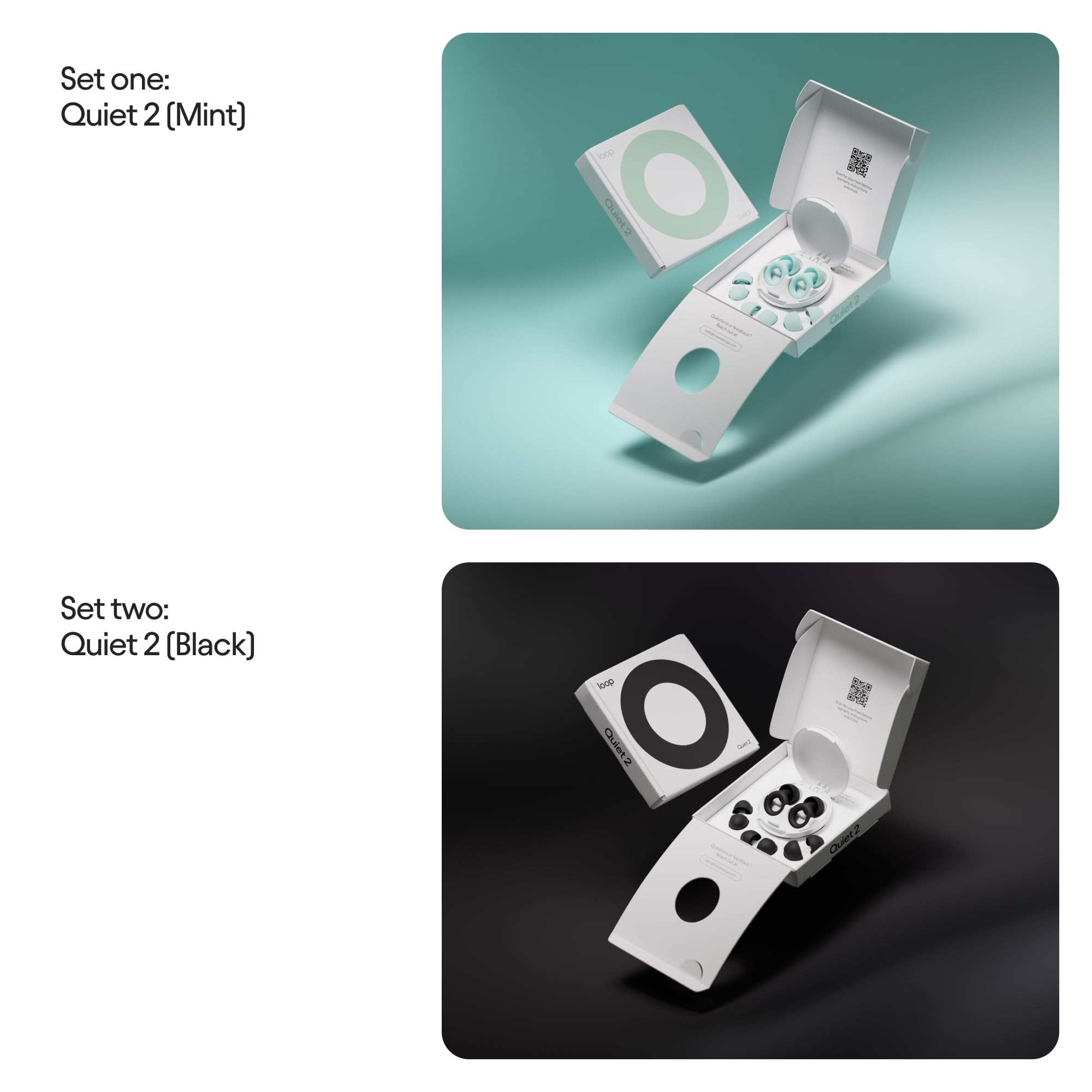 Loop Earplugs, coffret Quiet (lot de deux) – 2x Loop Quiet 2 | Bouchons d’oreille souples et réutilisables pour le sommeil, la concentration, les voyages et la sensibilité au bruit | Taille ajustable,