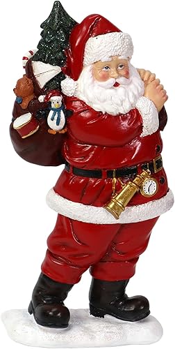Figura de resina de Papá Noel de 11 pulgadas, estatuas de Navidad, árbol de Navidad, rústico, vintage, diseño de interiores, escultura de mesa para