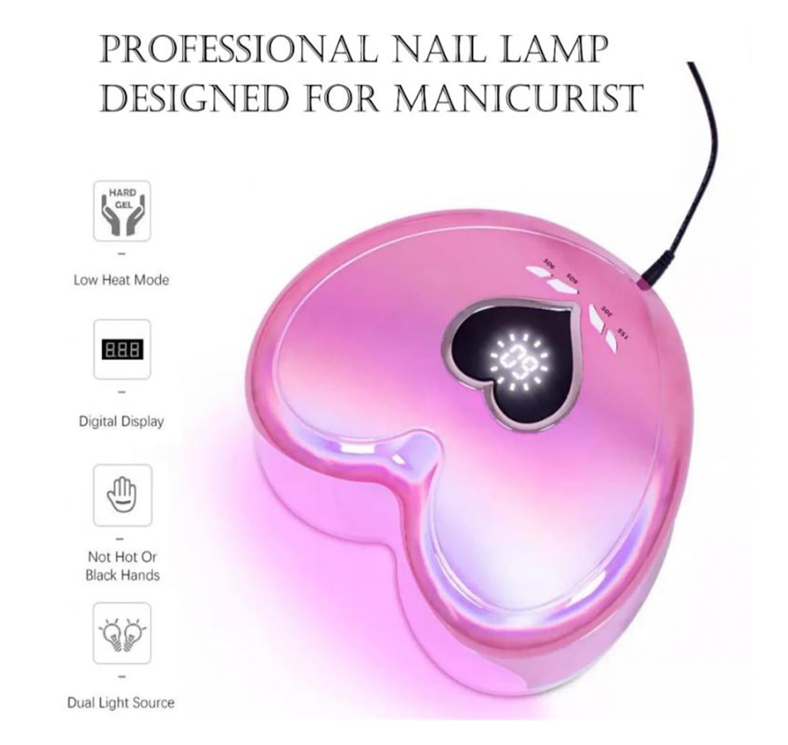 Lampa UV do Paznokci, Lampa LED UV do paznokci 96 W Lampa UV/LED do suszenia paznokci Manicure Kształt serca Profesjonalny lakier do paznokci Lampa susząca Maszyna Szybkie wysychanie Wszystkie lakiery