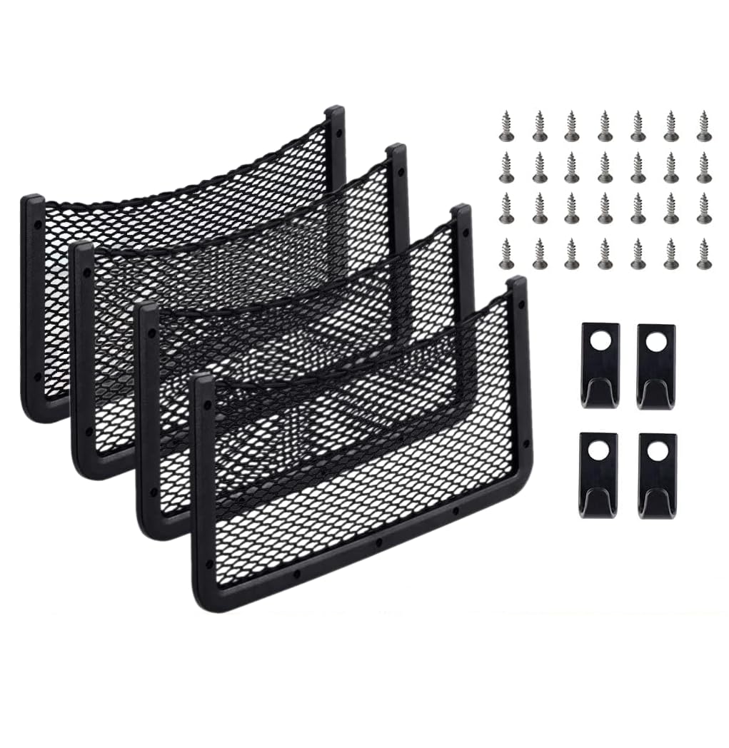 Red de almacenamiento para equipaje de 42 x 21 cm, con ganchos, red de almacenamiento para coche, con tornillo, red de almacenamiento para caravanas, camiones, furgonetas