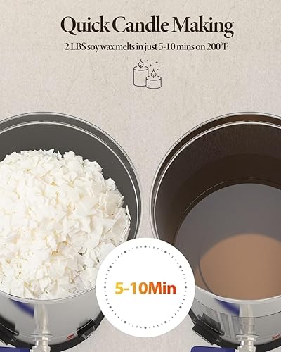 Miniatura 4 de RIEDHOFF Derretidor de cera para hacer velas, 5.3 cuartos de galón derretidor eléctrico de cera de vela con control de temperatura y boquilla de